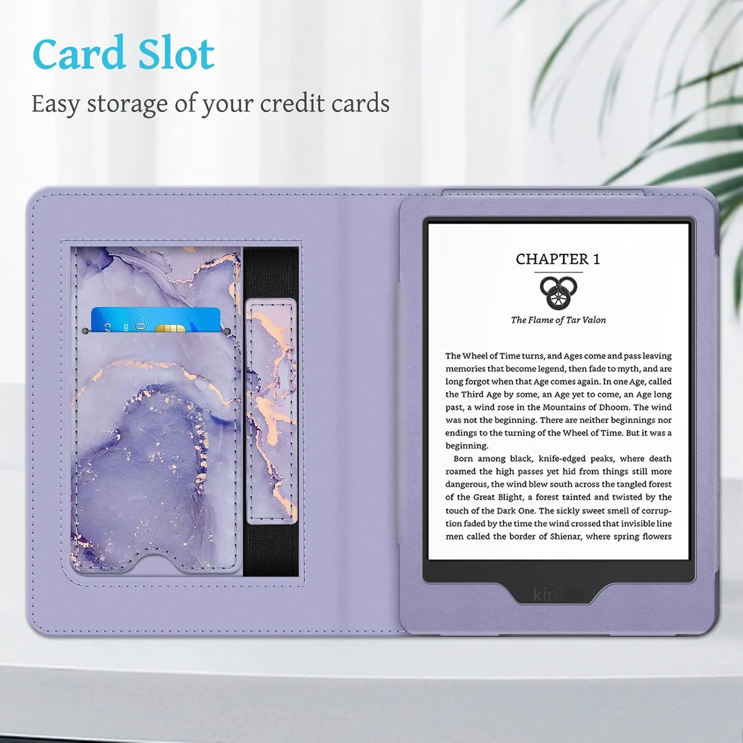 Fintie Stand Case for 6" Kindle 11th Generation 2024/2022, Lilac Marble
