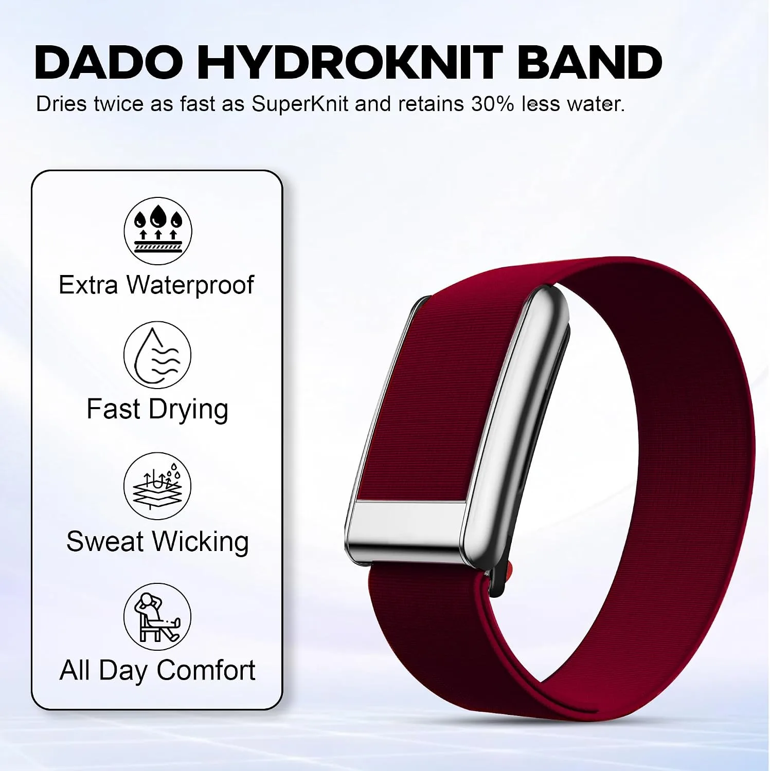 DADO HydroKnit Waterproof Nylon Sport Band Compatible with WHOOP 5.0, One, Peak, and Life | Elastic, Fast-Drying, Water-Resistant, and Comfortable Strap for Active Lifestyles