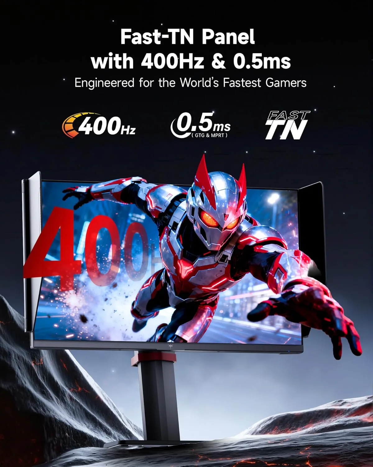 KTC 25M1 400Hz Gaming Monitor, Fast TN 24.1 Inch FHD PC Monitor 240Hz, 0.5ms GTG, Adaptive Sync, DAC, Vertical Monitors with Shielding Hood, HDMI DP Port, Tilt Swivel Pivot Height Adjustment, VESA