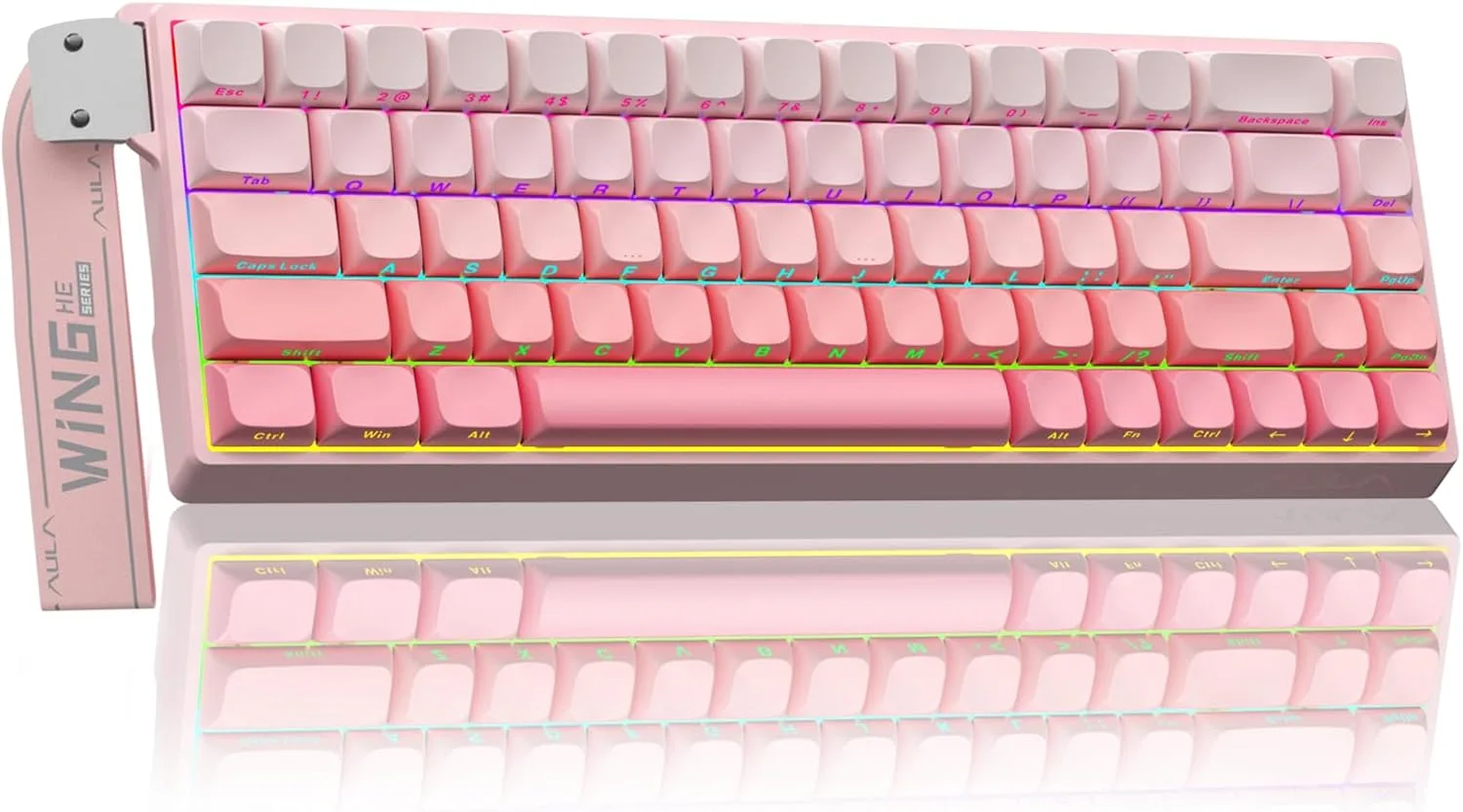 AULA WIN68 HE Mechanical Gaming Keyboard 60%, Hall Effect Magnetic Switch, Fast Trigger Mode Adjustable Actuation, 8000Hz Polling Rate, RGB Backlit, Wired Pink Keyboard for Laptop/PC Gamer