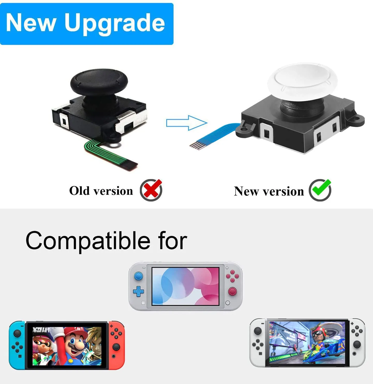 2 Pack Switch Joysticks, Joycon Joystick Replacement for Nintendo Switch