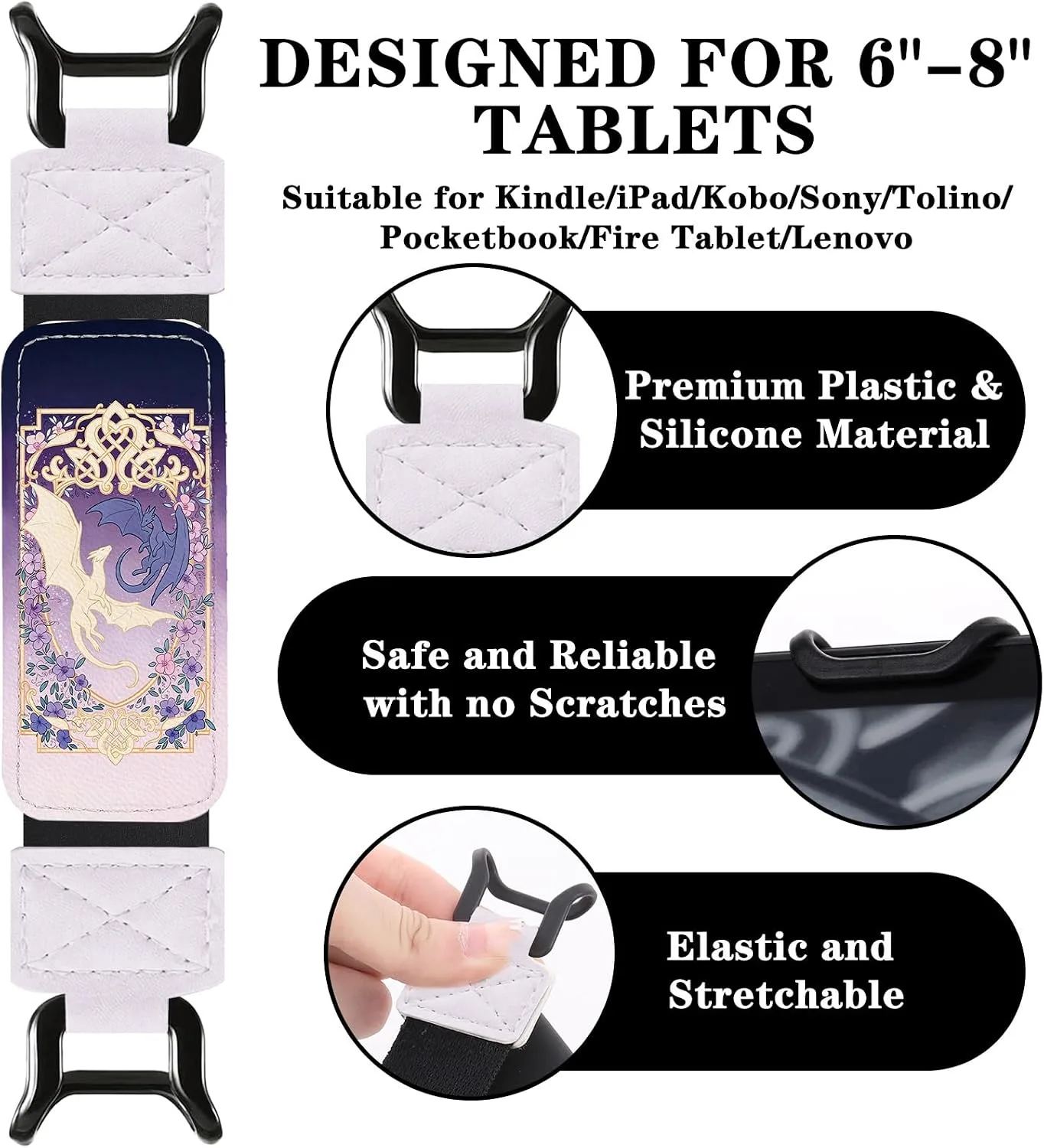 Hand Strap for Kindle, Fantasy Purple Dragon
