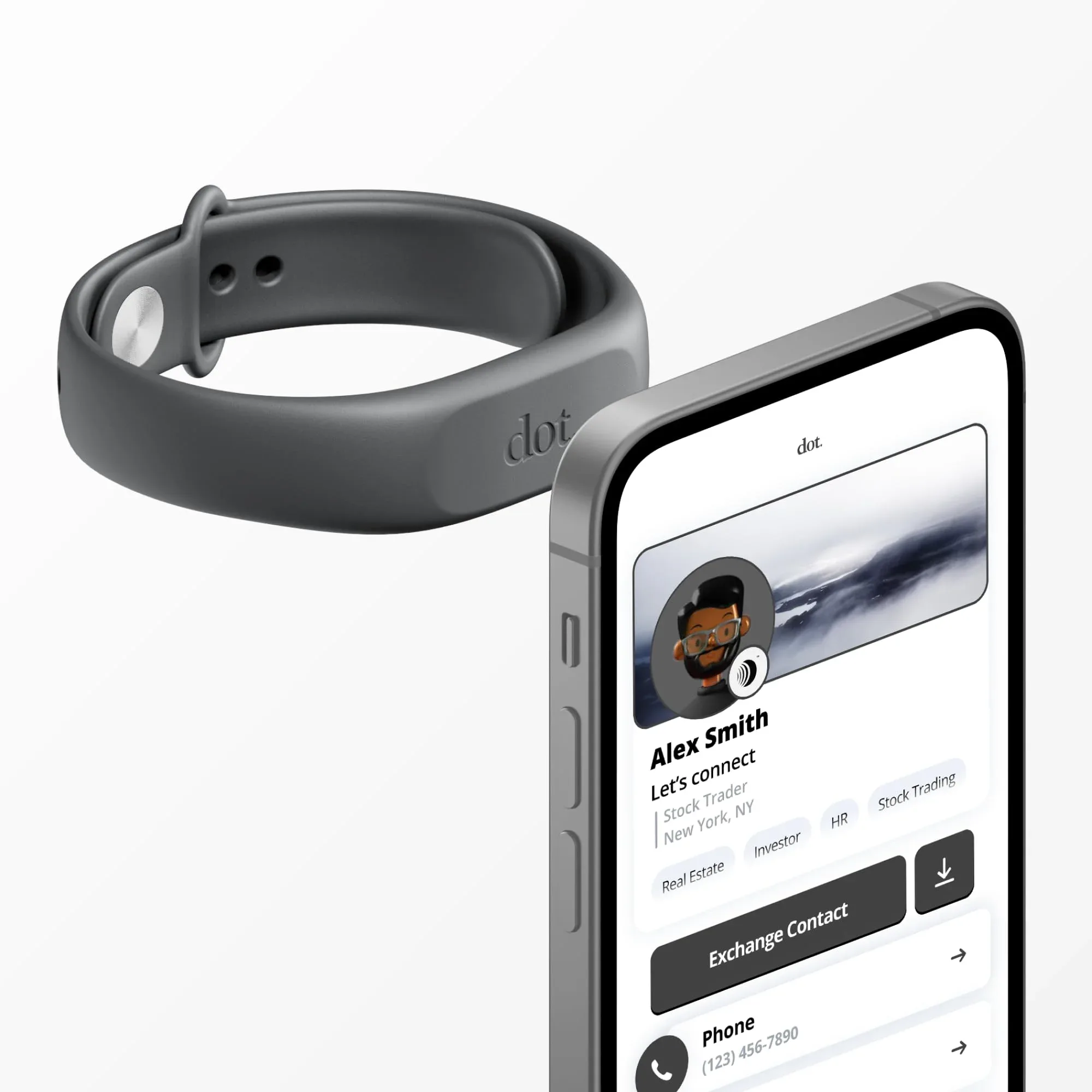 Pulsera de Tarjeta Digital Dot.Band Gris Compatible con iPhone y Android