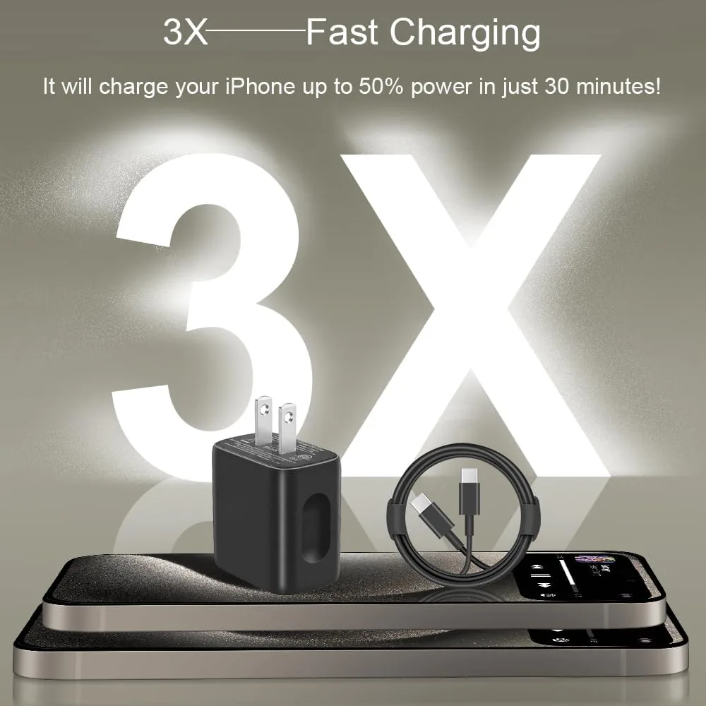 iPhone Duo Charger, iPhone 18 17 16 15 Charger Fast Charging 12FT-Black