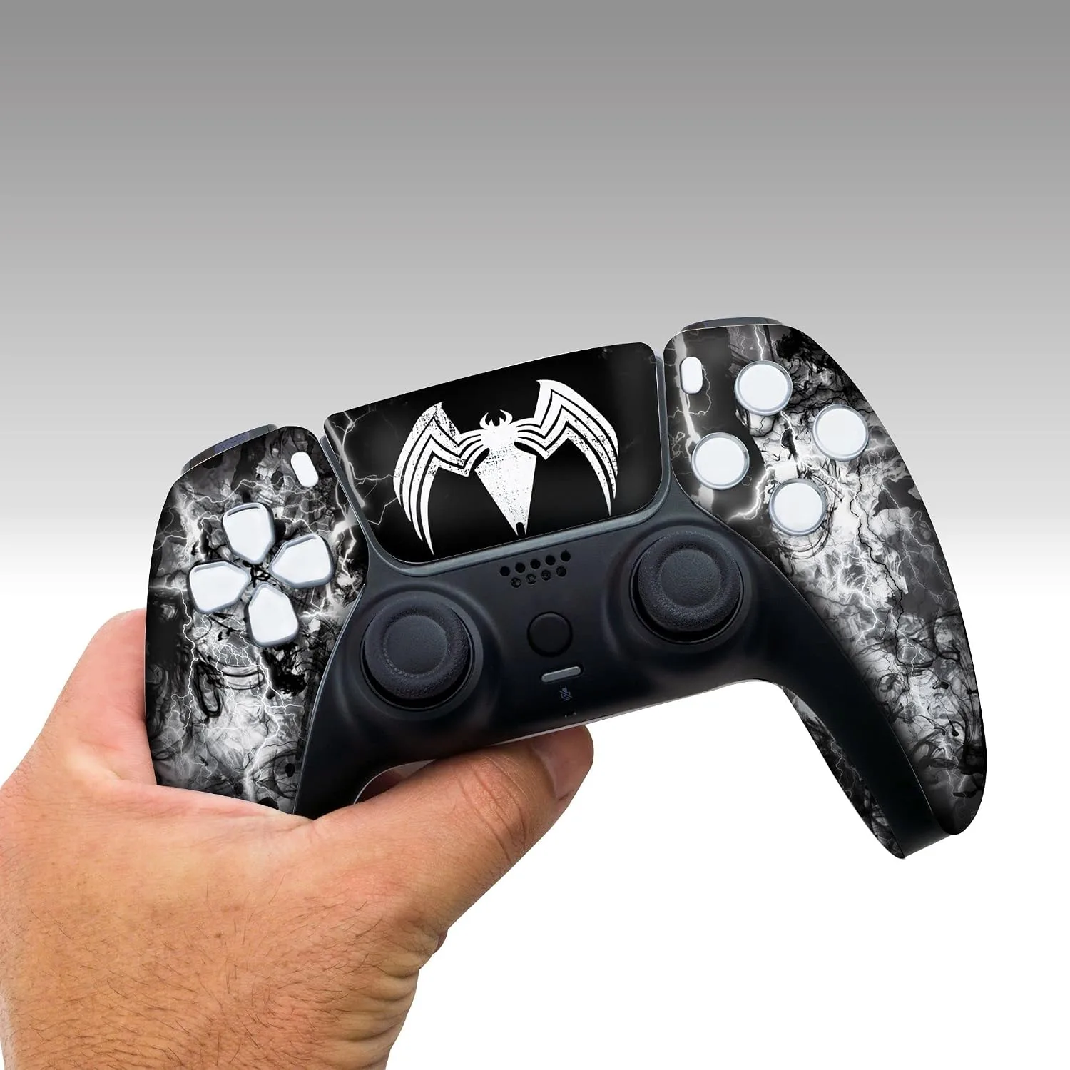 Vennom Custom PS-5 Controller Wireless compatible with Play-Station 5 Console by BCB Controllers | Proudly Customized in USA with Permanent HYDRO-DIP Printing (NOT JUST A SKIN) (MODDED)
