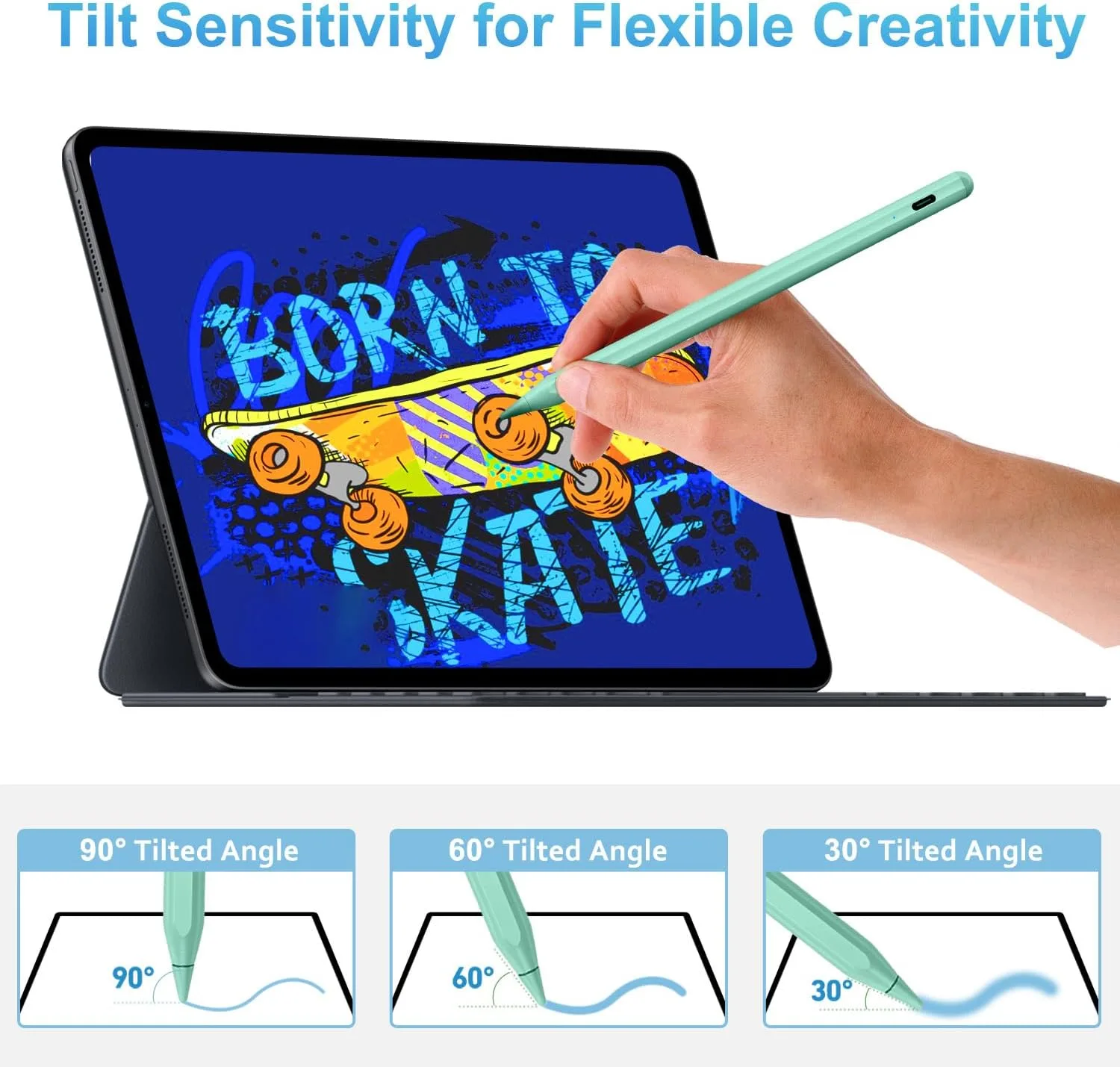 BLEBLE Stylus Pen for iPad 2018-2026, Fast Charge Apple iPad Pencil-Green