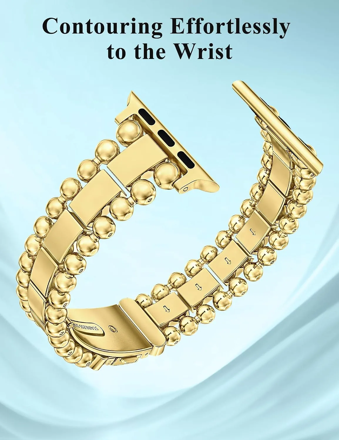 TOYOUTHS Dressy Metal Beaded Bracelet for Apple Watch Bands Women