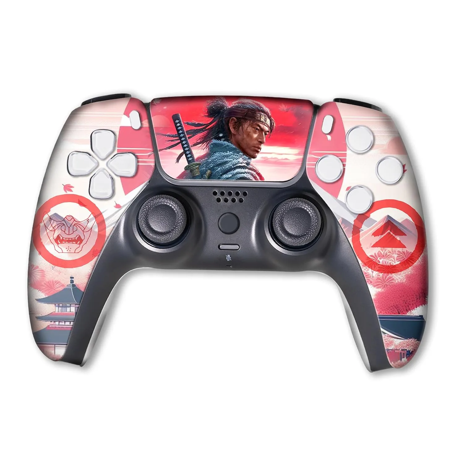 Ghost of Tshushiima Custom PS-5 Controller Wireless compatible with Play-Station 5 Console by BCB Controllers | Proudly Customized in USA with Permanent HYDRO-DIP Print(NOT JUST A SKIN)(MODDED)