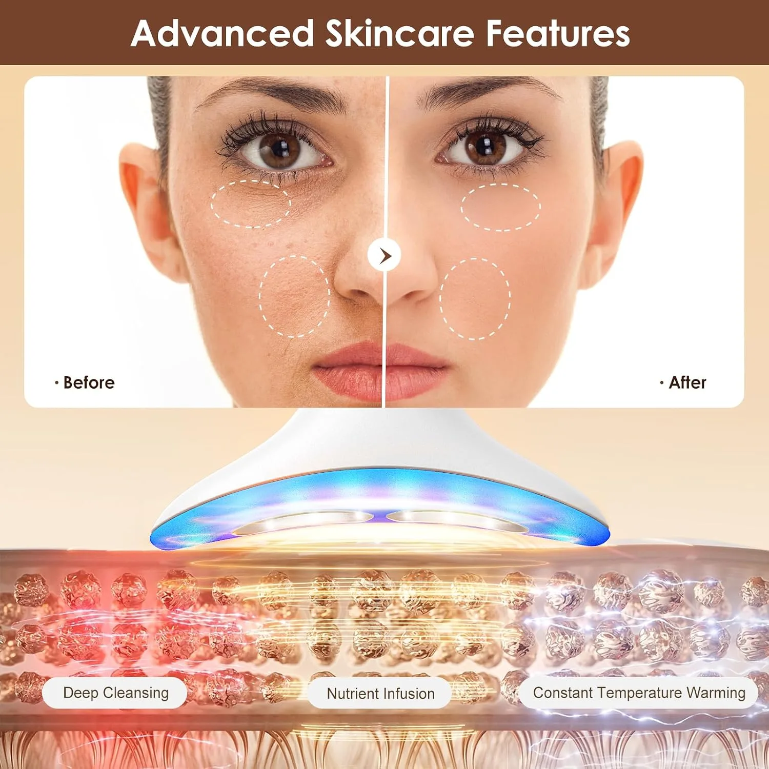 Portable Neck Facial Massager, Constant Temperature Heat & Vibration, USB Rechargeable 3 Speeds, Relieve Fatigue, Accelerate Skincare Absorption