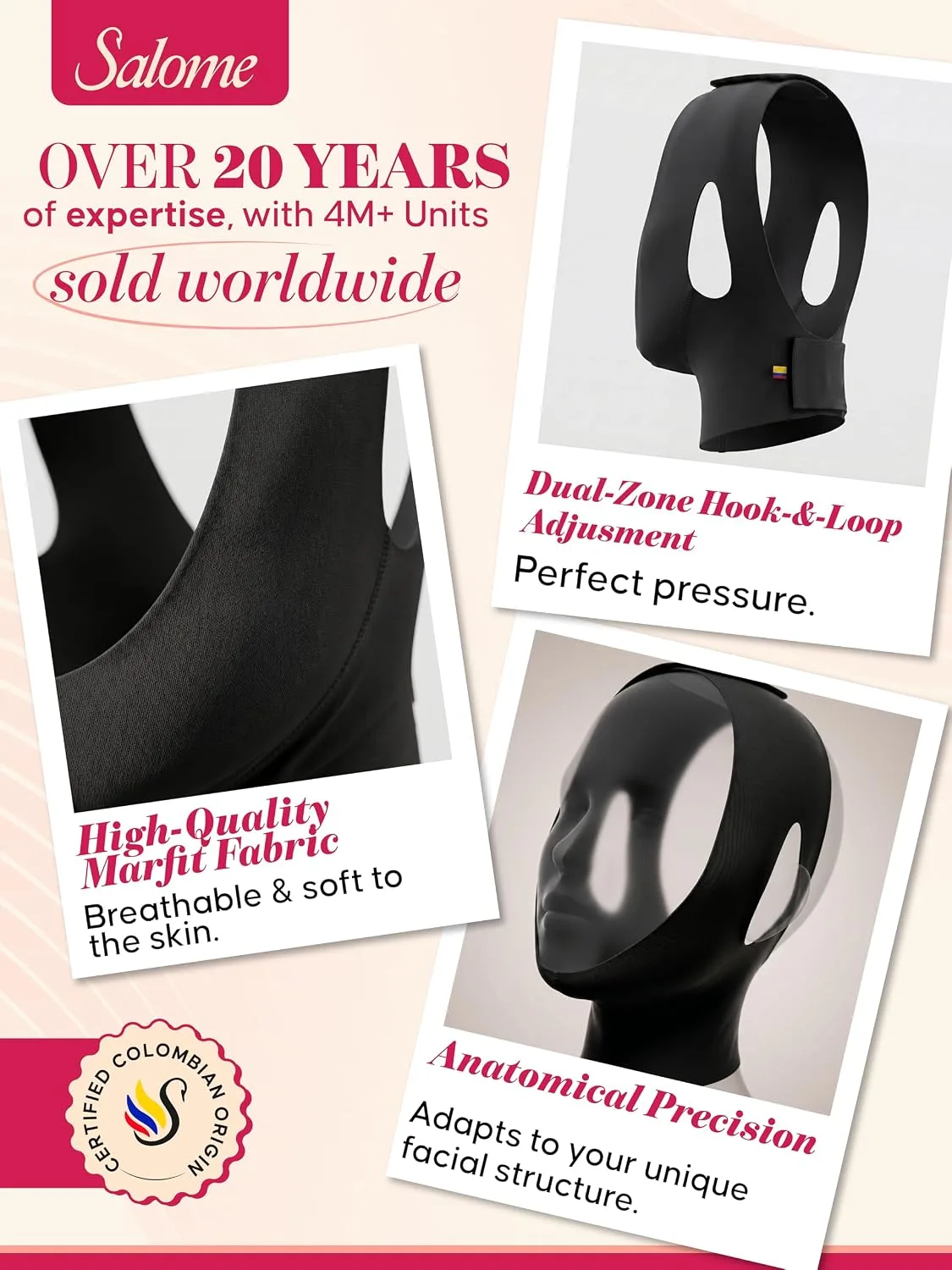Chin Tightening and Lifting Strap Wrap Face Compression Garment Jawline Shaper Post-Surgery Lift Mask | Faja Mentonera para Papada