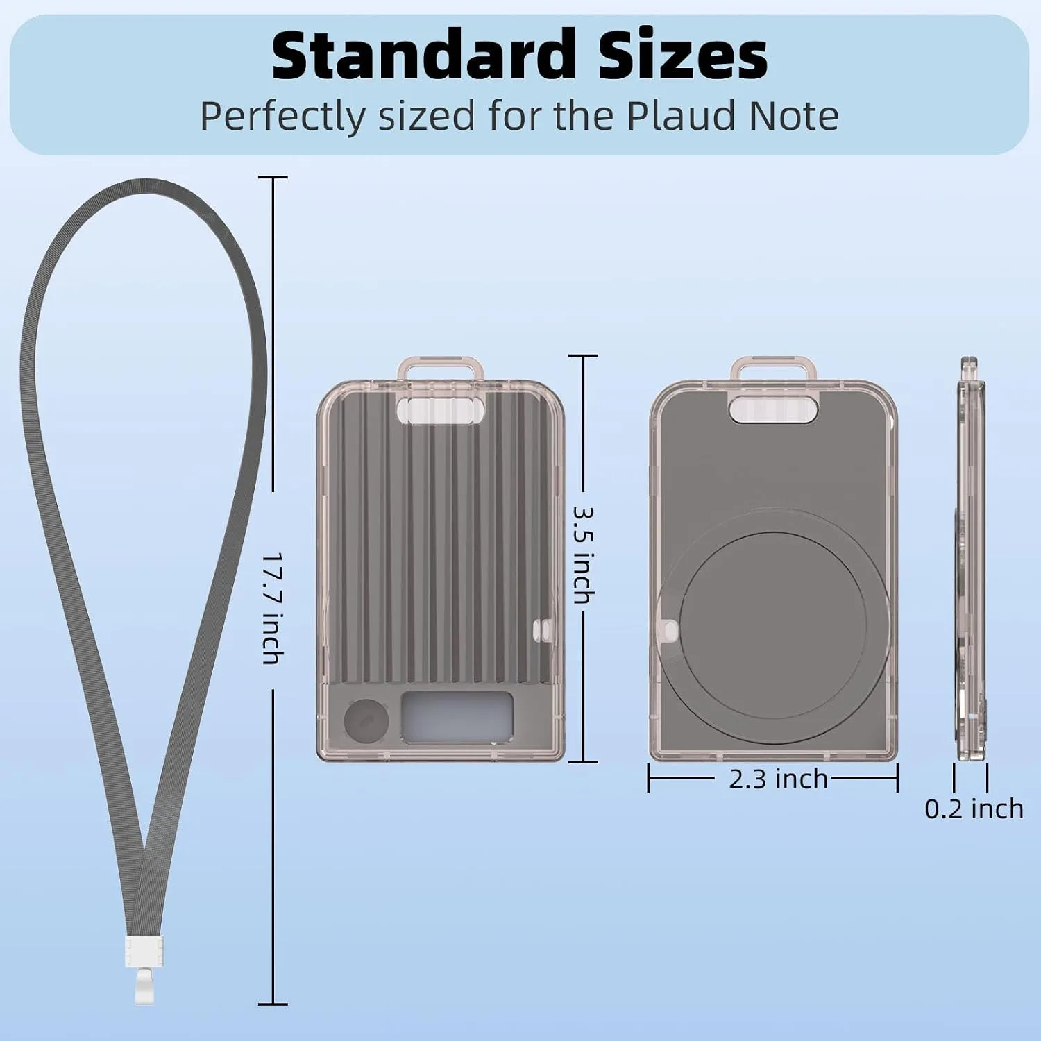 Magnetic PC Card Holder for Plaud Note & Note Pro (2025) with Detachable Lanyard, with Carabiner & Opening Tool, Ideal for Work, Office, Travel (Dark Gray)