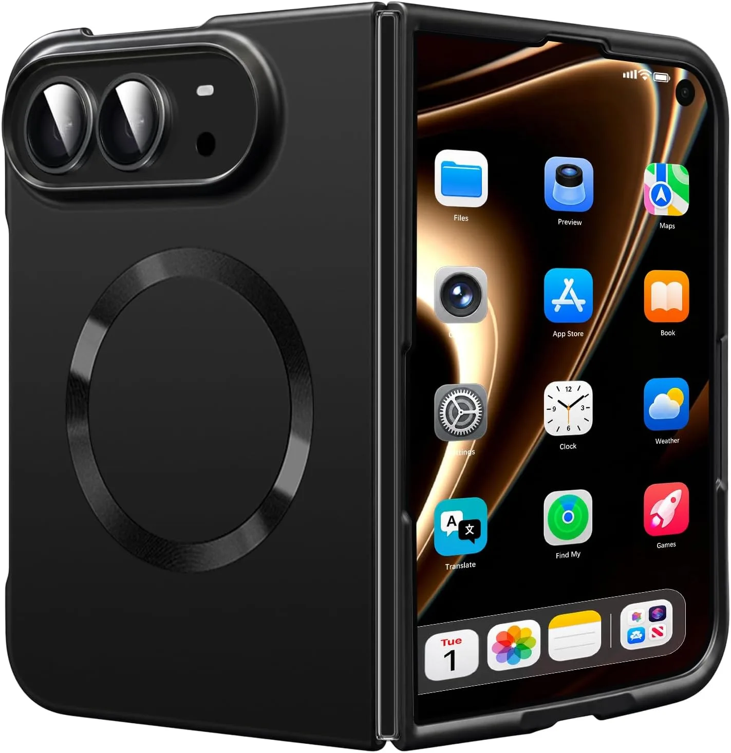 Funda para iPhone Hovisi Duo magnética compatible con Mag-Safe negra
