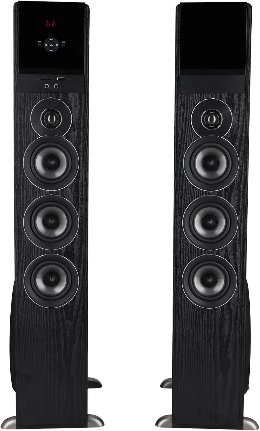 Rockville TM150B Black Powered Home Theater Tower Speakers Dual 10" Subs