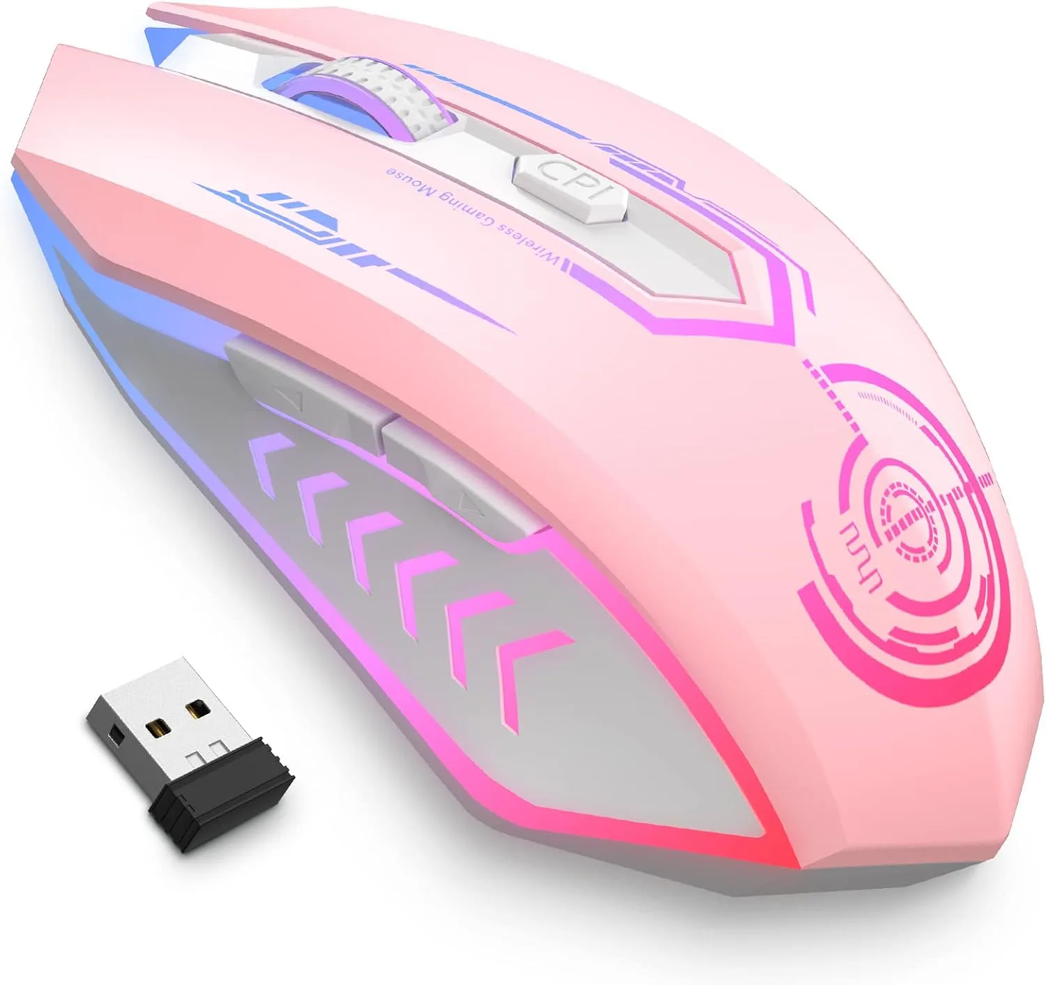 UHURU Wireless Gaming Mouse, Rechargeable 10000 DPI LED PC Mouse
