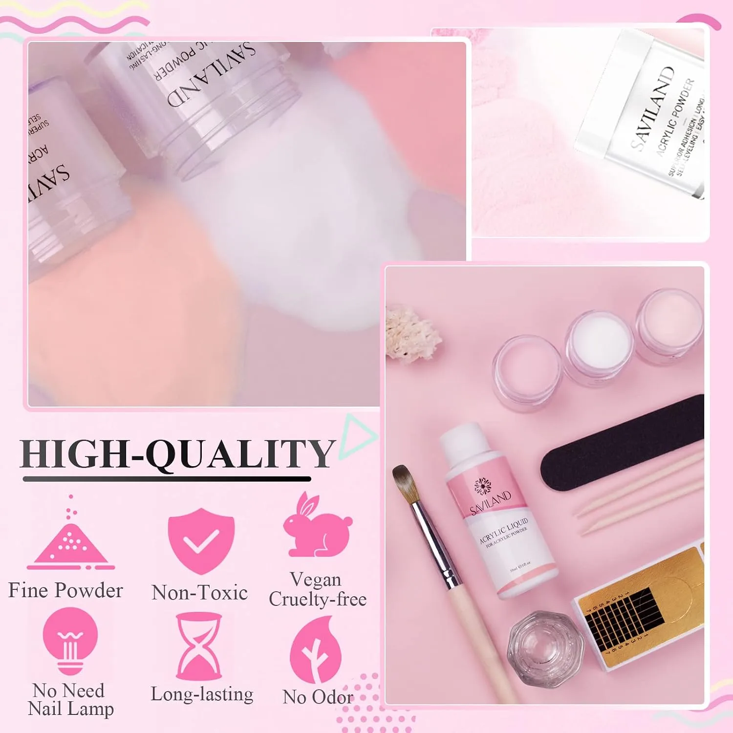Saviland Acrylic Nail Starter Kit: Clear Pink Nude