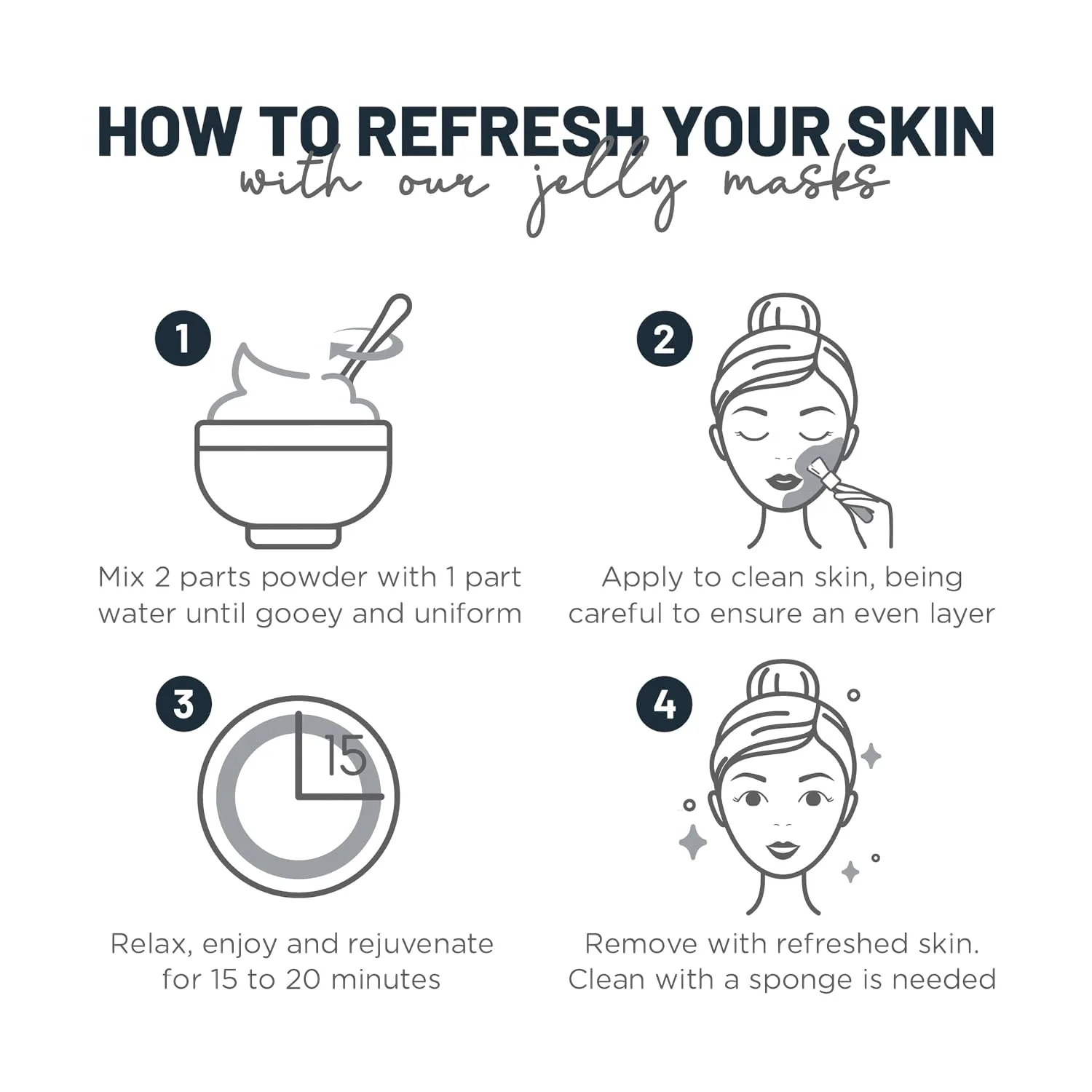 BRÜUN Jelly Mask Jar Sea Mud Peel-Off Face Care Rubber Mask | 23 fl oz Skin Care Moisturizing Gel Mask Jar Spa Set