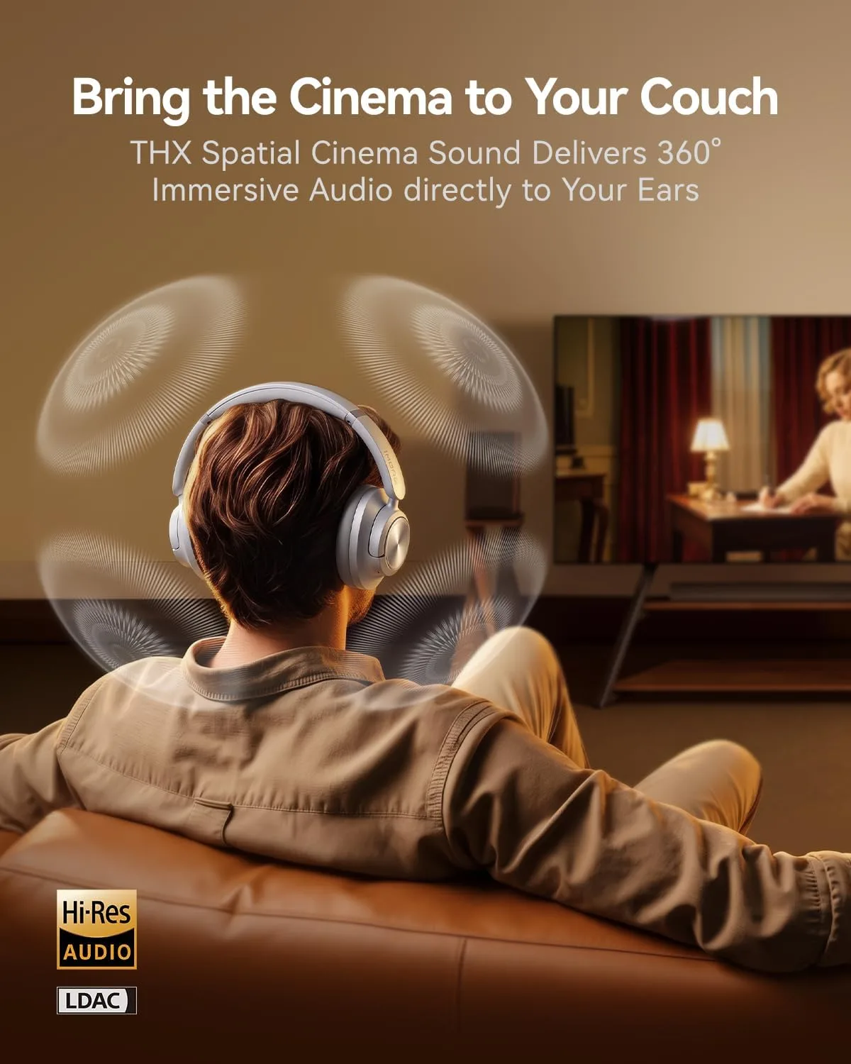 1MORE SONOFLOW MAX Over-Ear Headphones, THX Spatial Audio, 50dB ANC, 105H