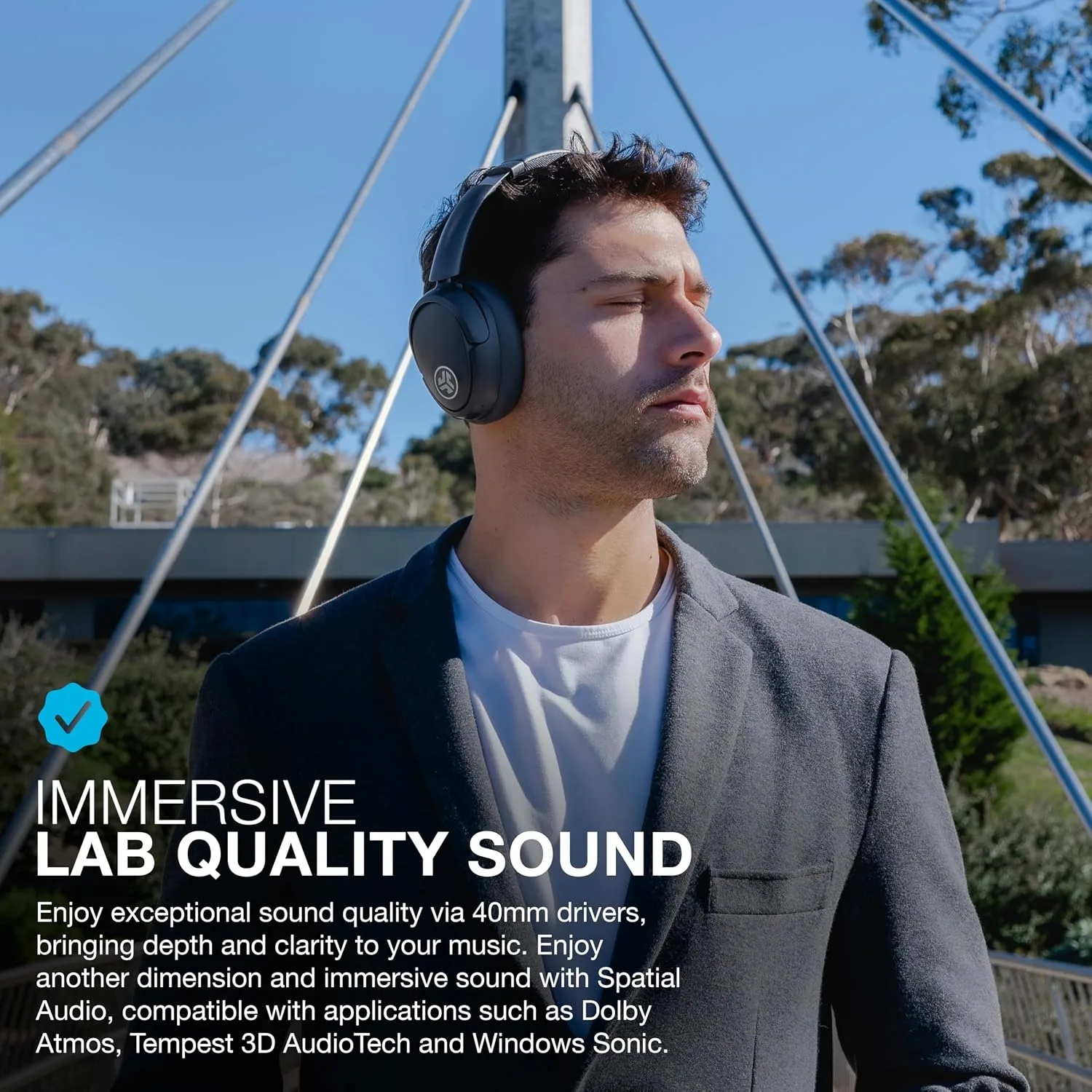 JLab JBuds Lux ANC Wireless Over-Ear Headphones, Graphite