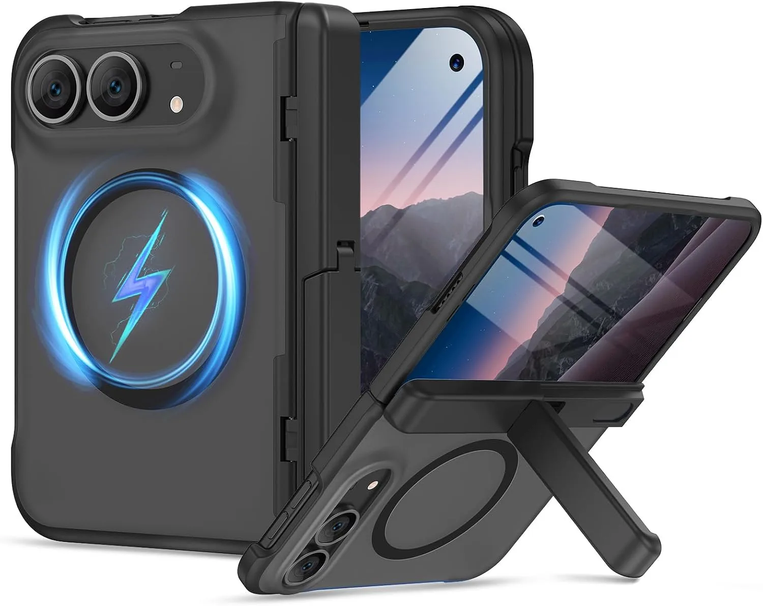 Carcasa para iPhone Vego Duo con protector de pantalla incorporado y soporte oculto Negro