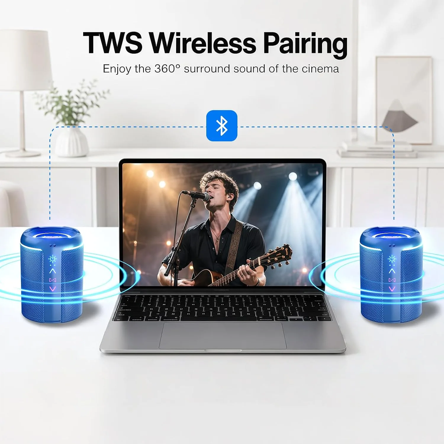 Magnetic 2-in-1 Portable Bluetooth Speaker, 24W Split Stereo Sound with TWS, Bluetooth 5.4, IPX6 Waterproof, 20-Hour Playtime,7 LED Light Modes, Wireless Speaker Perfect for Party Home Beach Outdoor