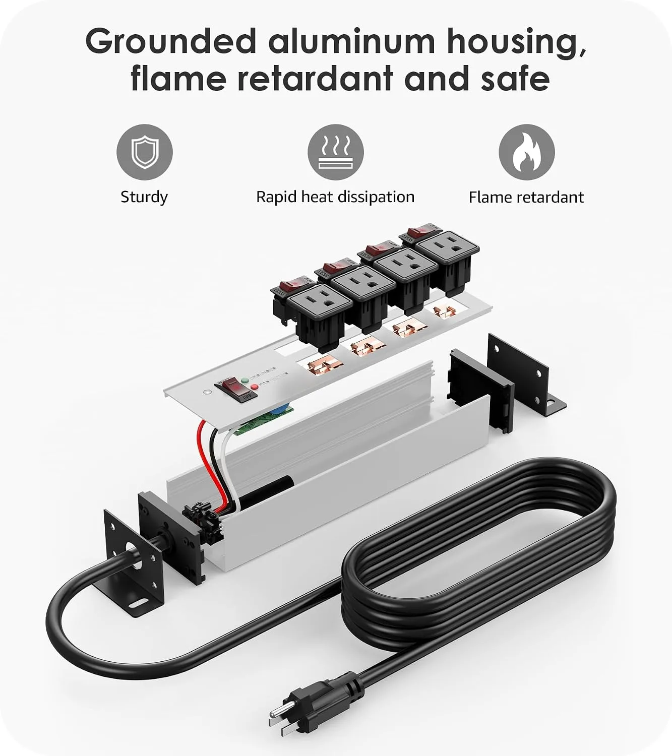 CCCEI 12 Gauge Heavy Duty Surge Protector, Grey, 15FT, 1