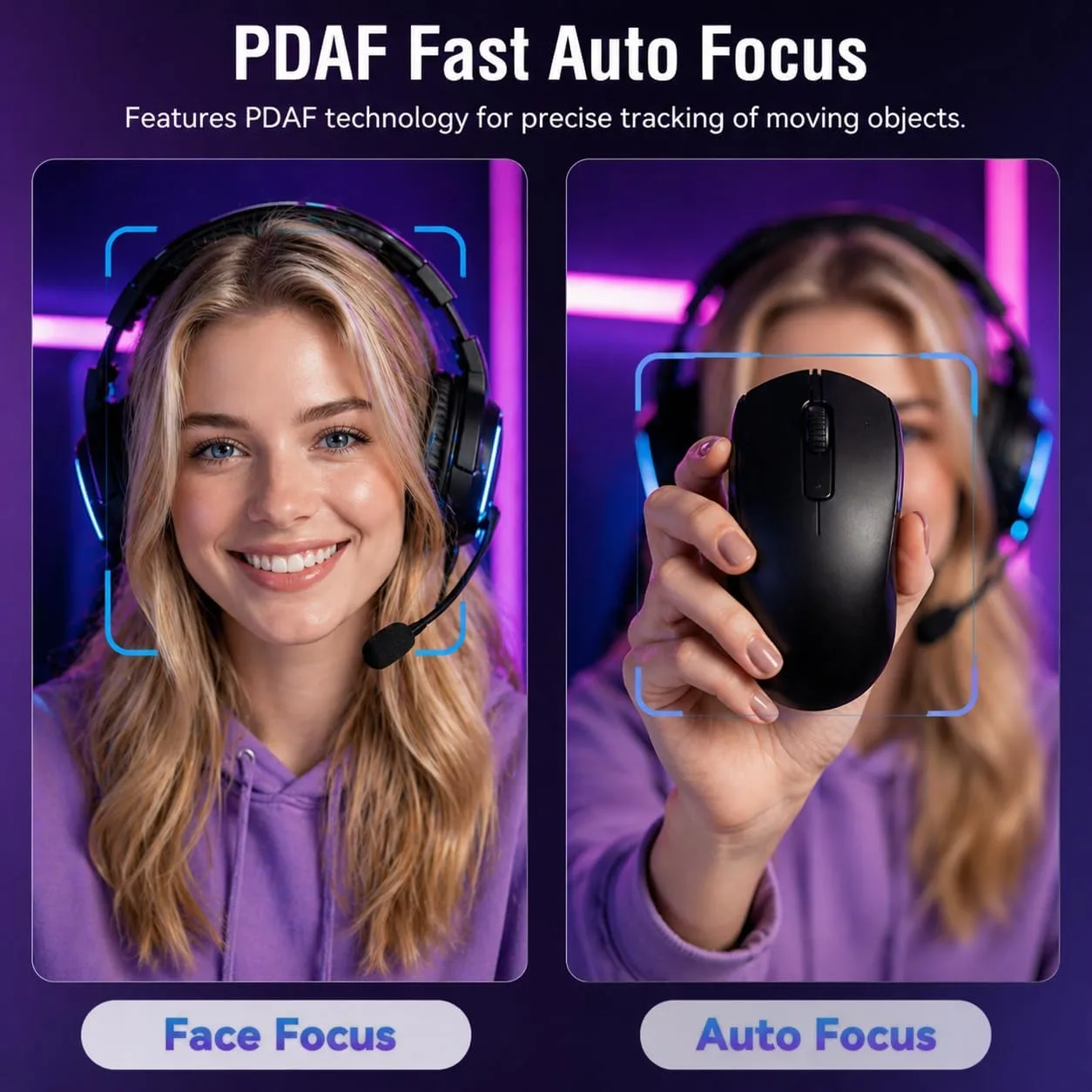 4K Webcam for PC Computer PDAF Autofocus with Built-in Microphone Windows