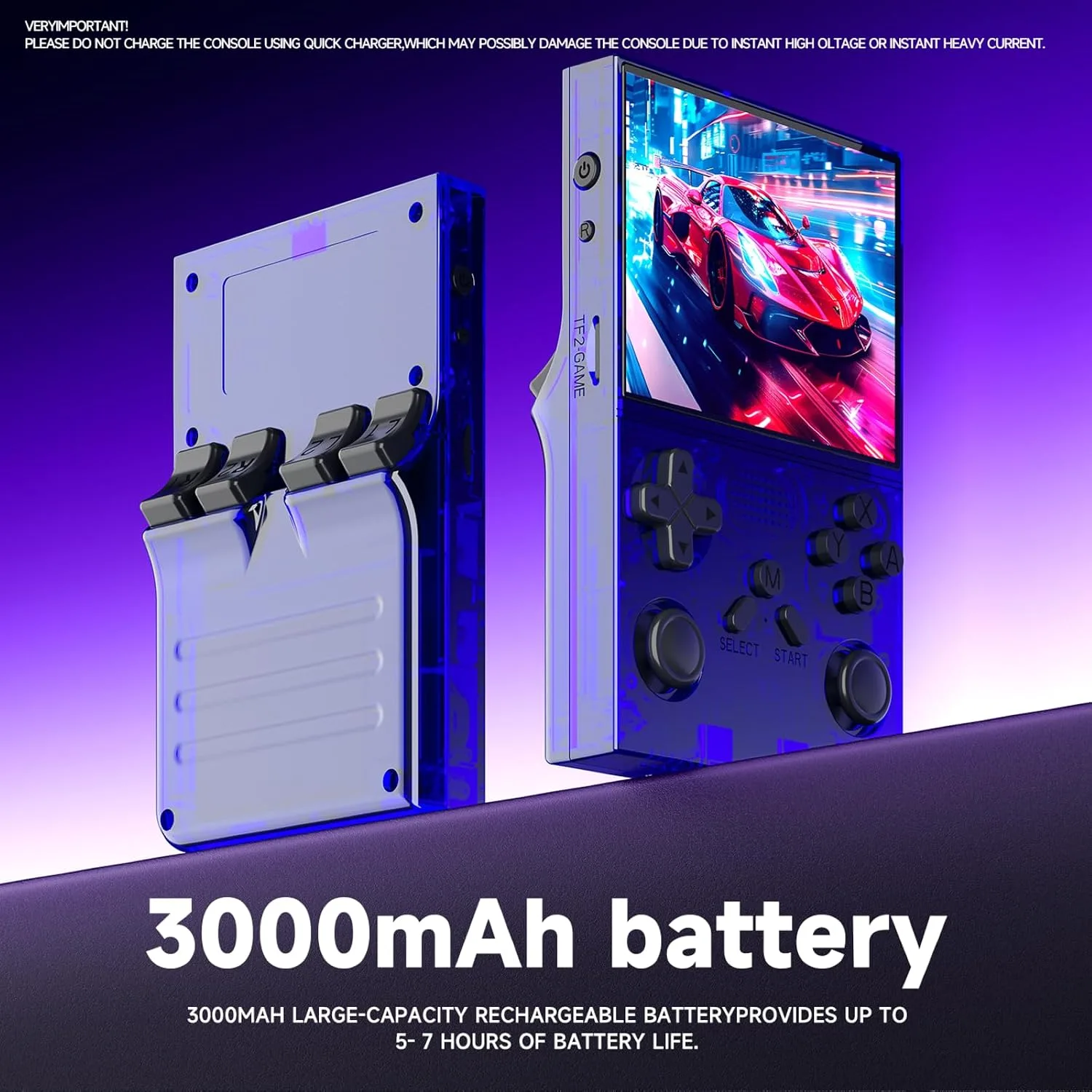 R40 Retro Handheld Game Console - Open Source System,3.5" IPS Screen, 18,000+ Classic Games, 128G TF Card, 3000mAh Battery, Portable Gaming Player for Travel, Blue