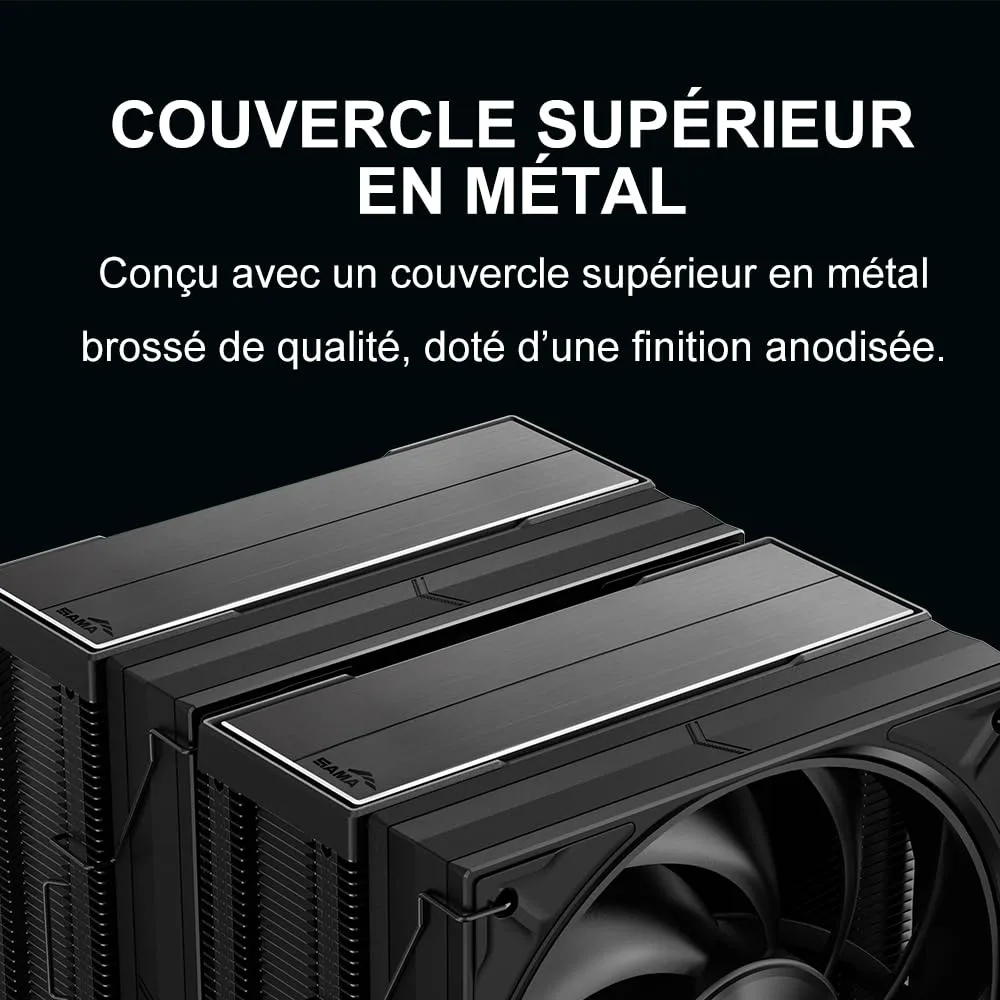 SAMA A60B Dual Tower CPU Air Cooler, 265W TDP, 6 Heat Pipes PC Cooler Black