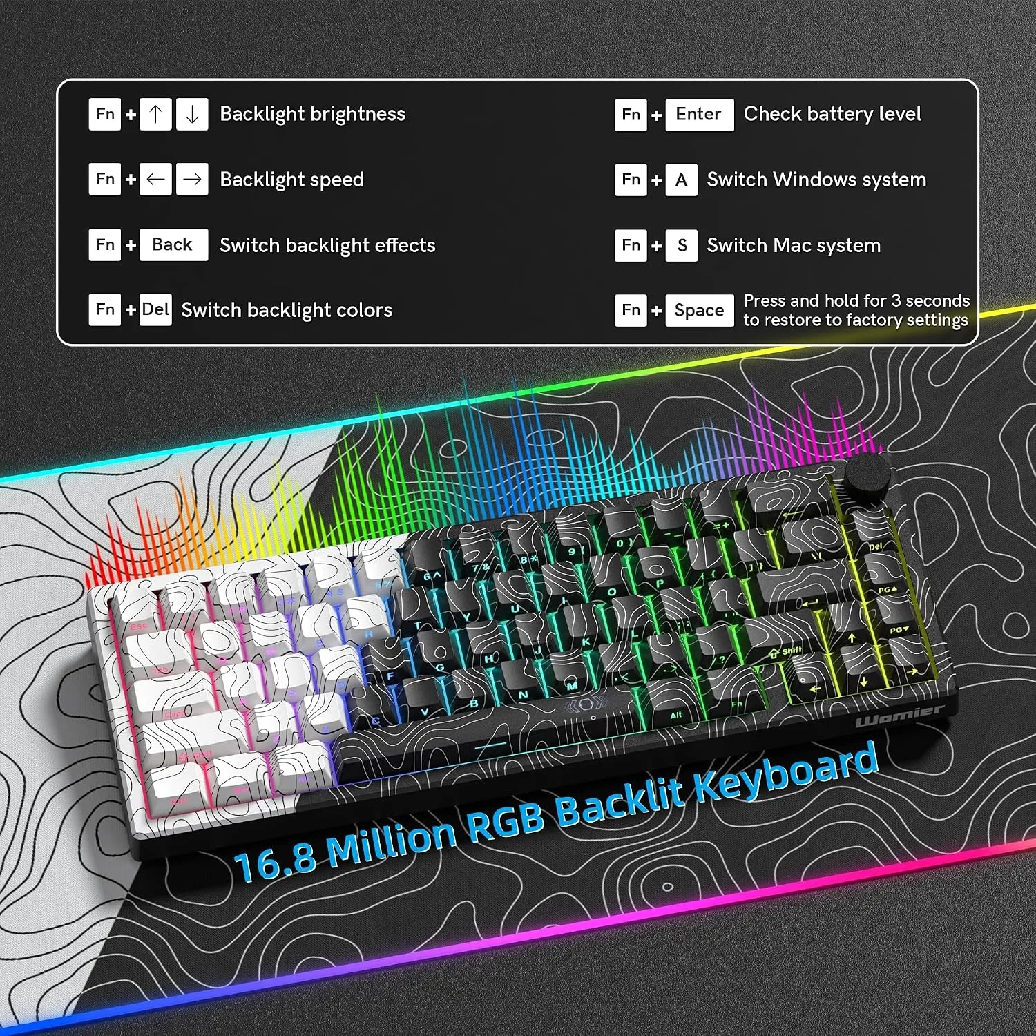 Womier Wireless Gaming Keyboard 60 Percent with QMK/VIA