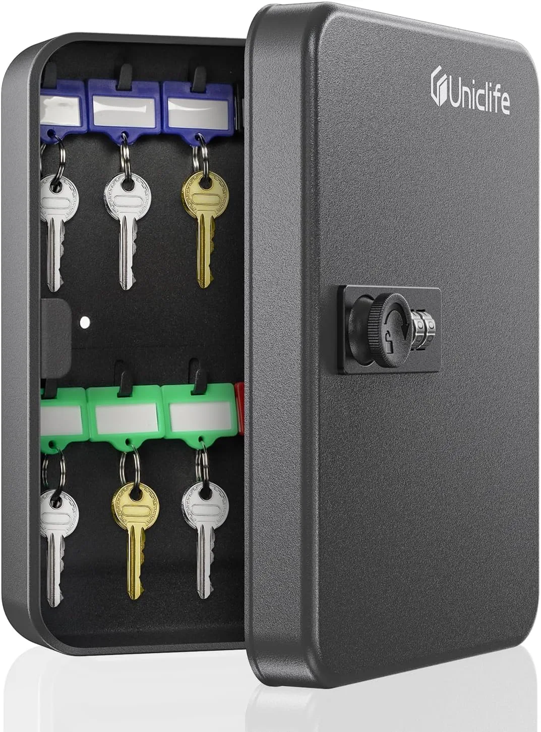 Uniclife 20-Key Steel Key Cabinet, Key Box with Combination Lock, Black