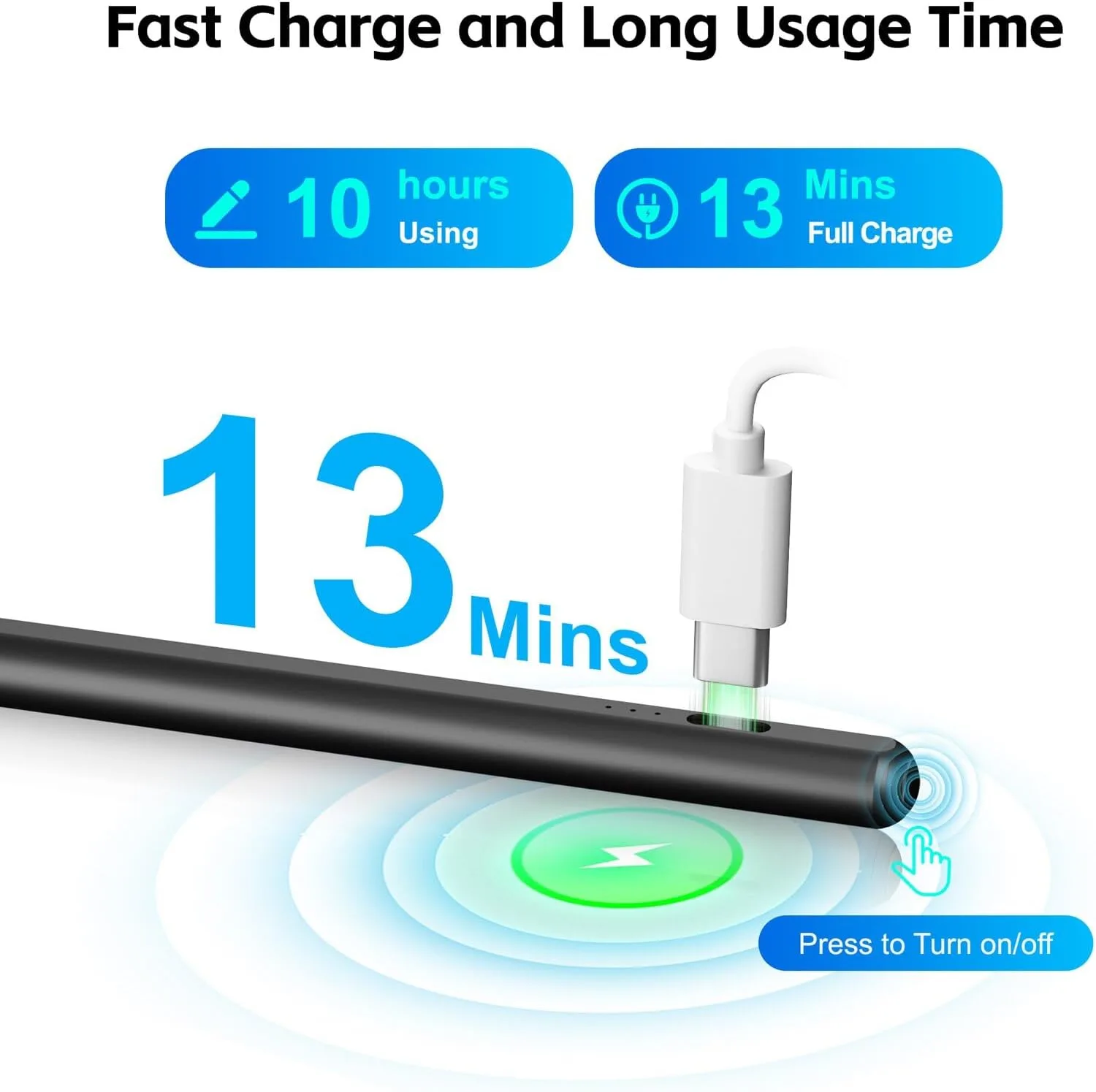 Stylus Pen for iPad 2026-2018 with 13mins Fast Charge,Tilt Sensitivity