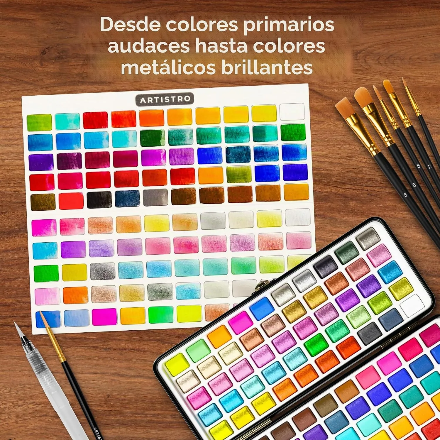 ARTISTRO Watercolor Paint Set with Palette & Brush Pens - 100 Colors