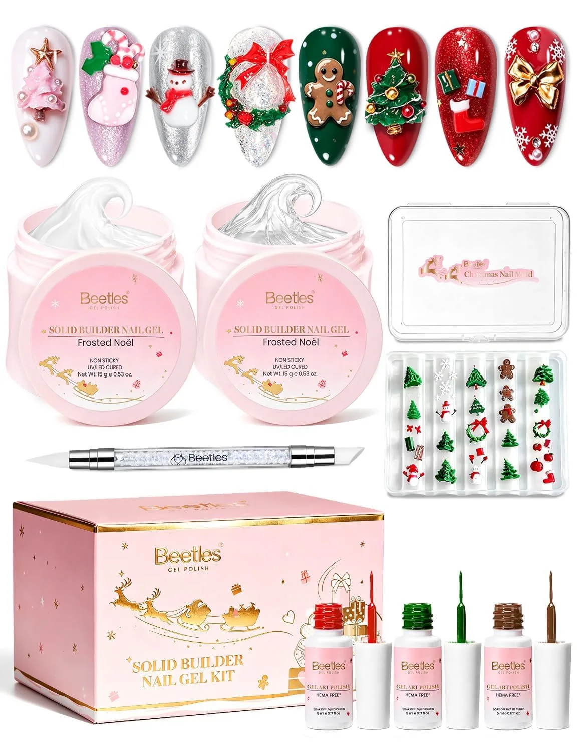 Kit de Gel para Uñas 3D Beetles Christmas Miracle Express