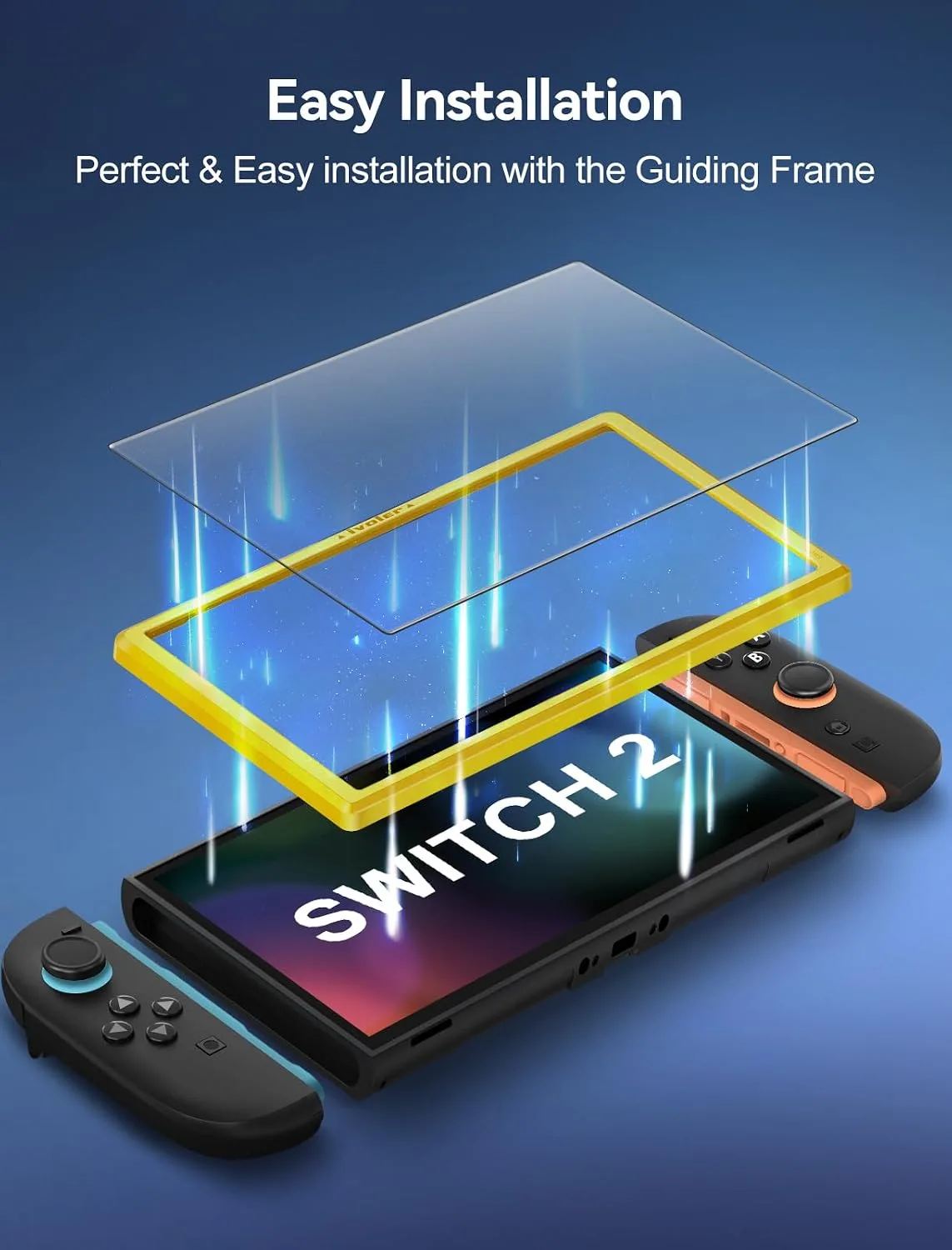 ivoler Anti-Glare Matte Screen Protector for Nintendo Switch 2, Tempered Glass Protector with [Easy Alignment Frame] 30s Installation, 9H Hardness Scratch Resistant Accessories for Switch 2-2 Pack