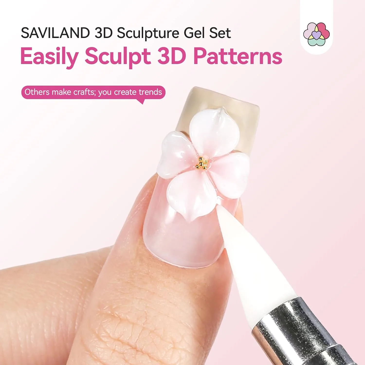 SAVILAND 3D Nail Gel Set 6 Colors Soak Off Sculpting Gel for Nail Art