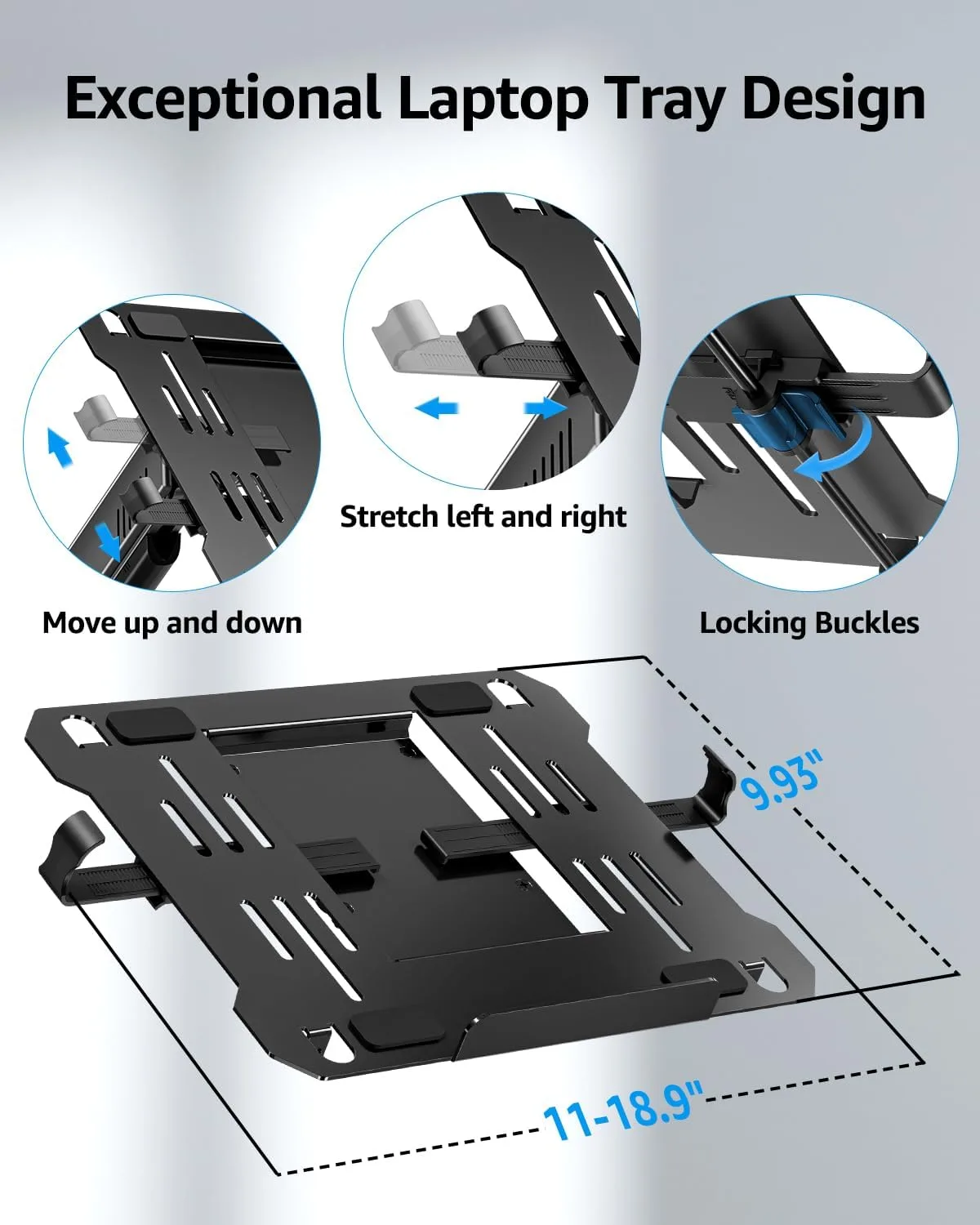 MOUNTUP Laptop Wall Mount, Adjustable Laptop Mount for Max 17" Notebook or Max 32" Monitor, Wall Mount Laptop Holder Holds 4.4-22lbs, 2-in-1 Laptop Arm with Ventilated Tray