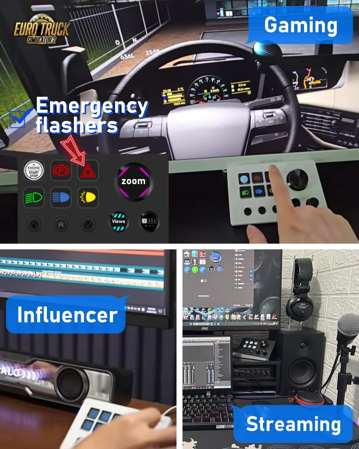 TreasLin VSDinside Streaming Controller Deck Visual Shortcut Keyboard with 12 Customizable Macro Keys to Trigger Actions in OBS Twitch YouTube for Content Creators Streaming Gaming Compatible with PC & Mac N3 White