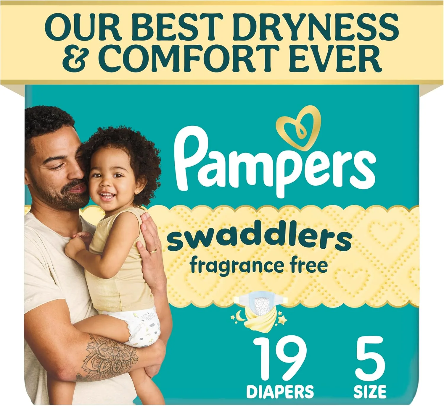 Pampers Swaddlers Diapers, Size 5 (20-37 lbs), 19 Count, Fragrance Free, Hypoallergenic, Absorbent, Pediatrician Recommended, Skin Safe