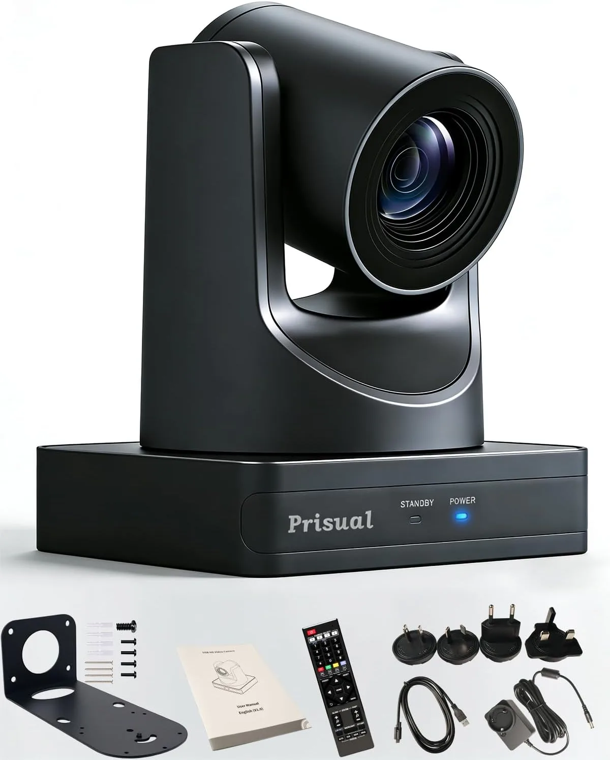 Prisual PTZ Camera, 20X Optical Zoom, PoE, HDMI, USB 3.0, LAN, Free NDI Upgrade, Broadcast Ready for Church Worship, Education, Live Streaming, Conference