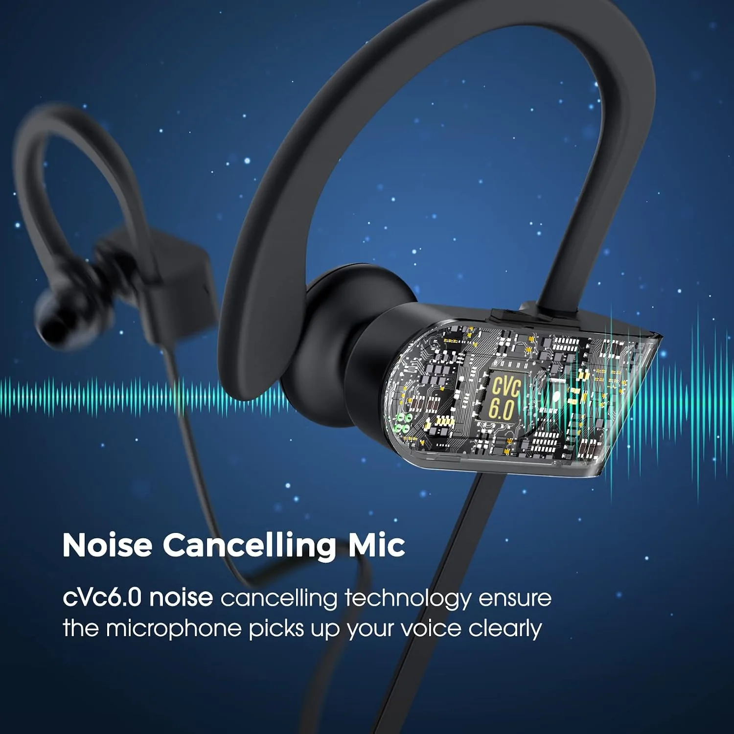 Bluetooth Headphones, Deep Bass Wireless Running Headphones w/16 Hrs Playtime, Bluetooth Earbuds in-Ear w/Earhooks, IPX7 Waterproof Sports Earphones with Microphone for Calls