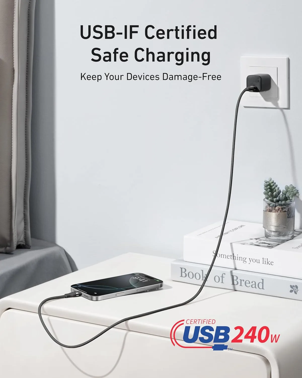 Anker Nano USB C to USB C Cable, 240W Fast Charging Cable (Black, 6ft)
