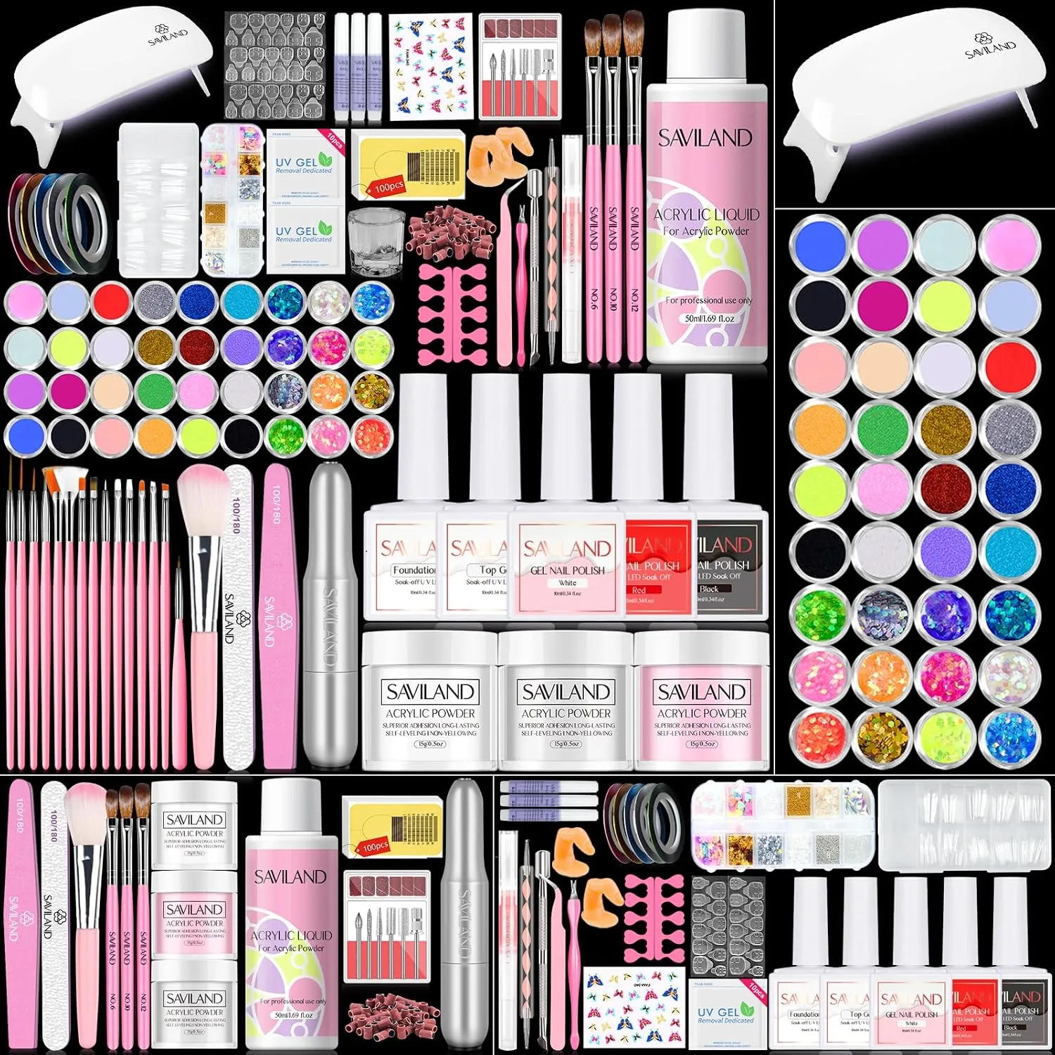SAVILAND Acrylic Nail Kit with Drill and U V Light for Beginners