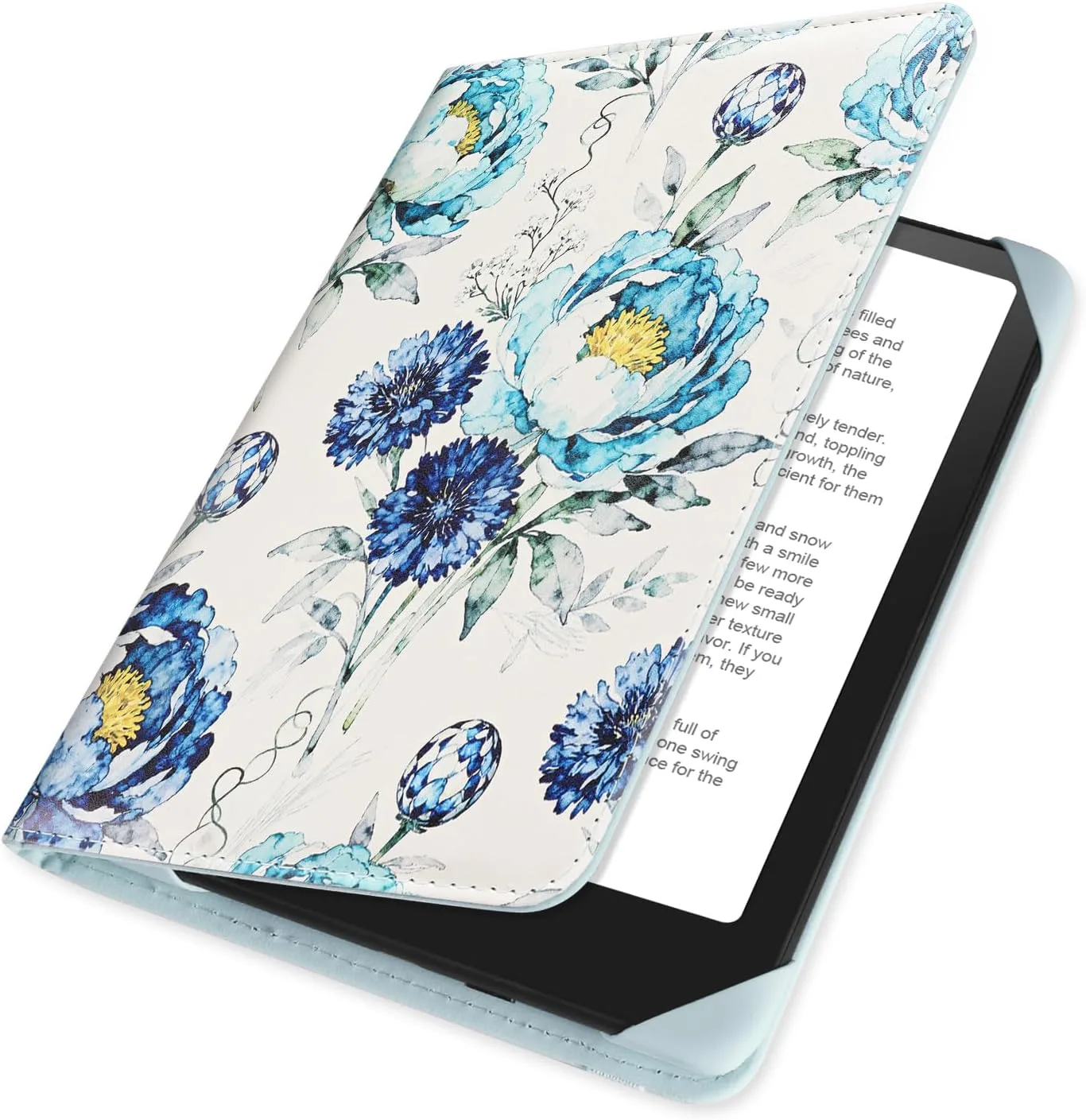 HoYiXi Universal Case for 6 inch Kindle eReader Compatible with Paperwhite(2015/2018)/Pocketbook and Tolino/Kobo Clara HD,6" eReader Protective Case Cover Elastic Rope,Flowers 2