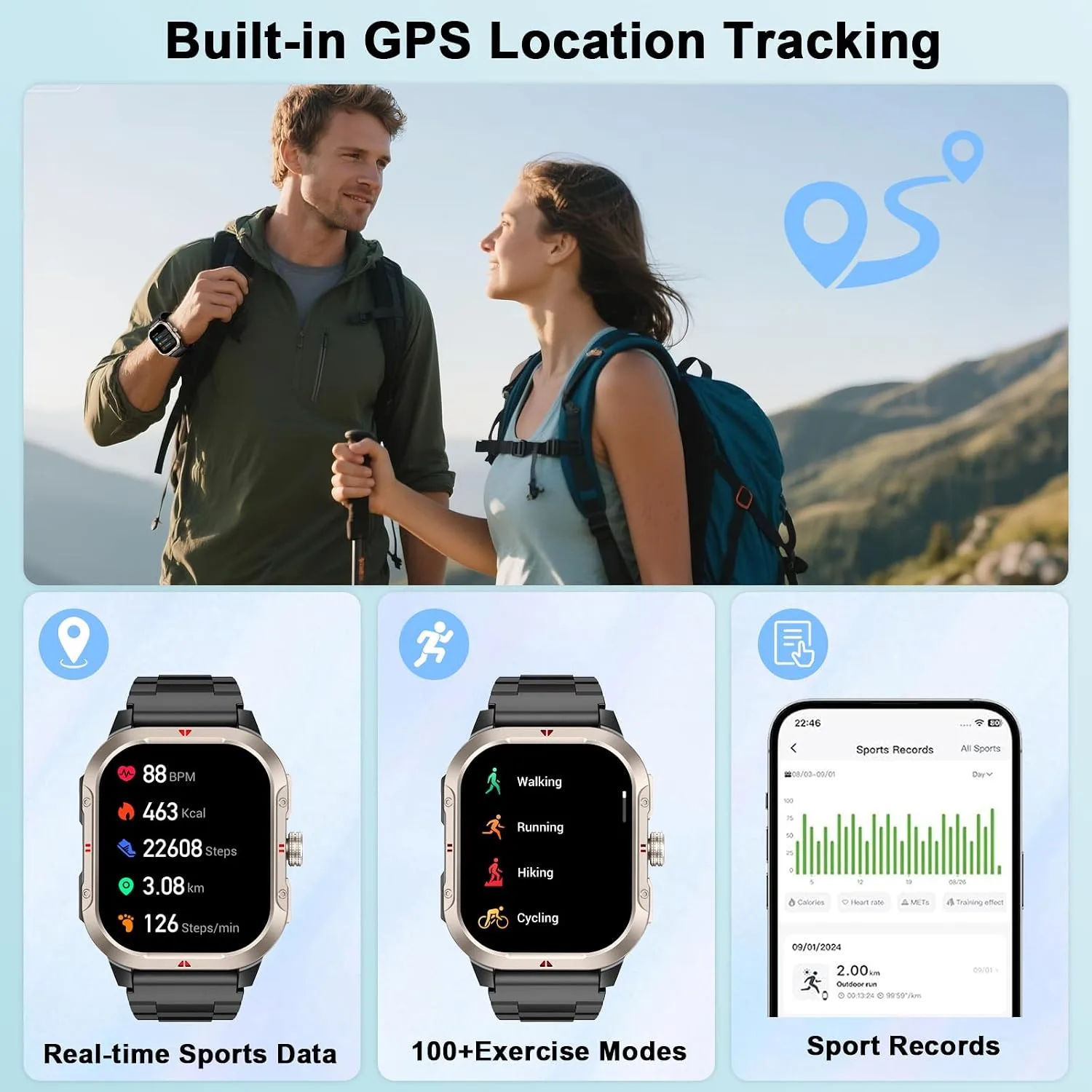 Smart Watch for Men (Answer/Make Calls), 2.06" GPS Fitness Smart Watch