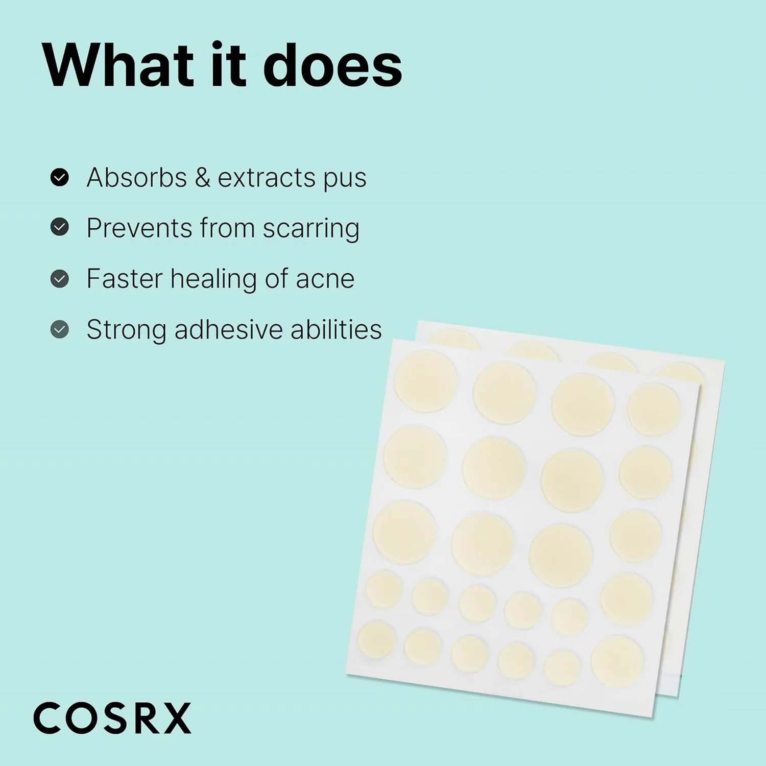 COSRX Acne Pimple Patches Absorbing Hydrocolloid Spot, 3 Size (48 Count)