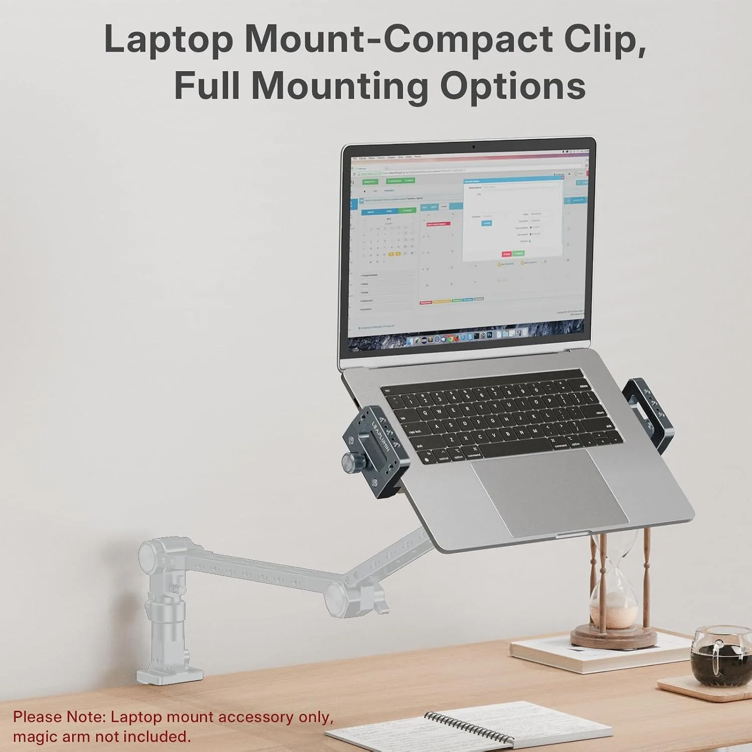 Laptop Tripod Mount with 1/4" & 3/8" Screw Holes, Arca Swiss Plate, Rubber Pad for Secure Laptop Holding – Works with Tripod Head for Vertical/Horizontal– Ideal for Musicians, Studio Recording