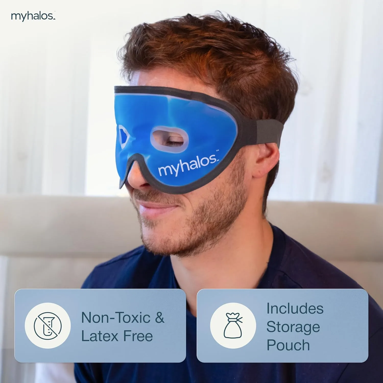 MyHalos Cooling Gel Eye Mask, Cold Ice Pack for Puffy Eyes & Dark Circles