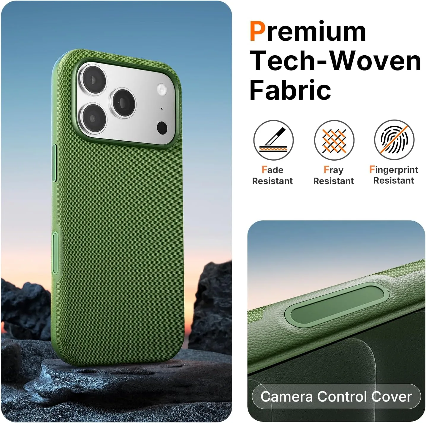 Mkeke for iPhone 18 Pro Max Case Techwoven Green