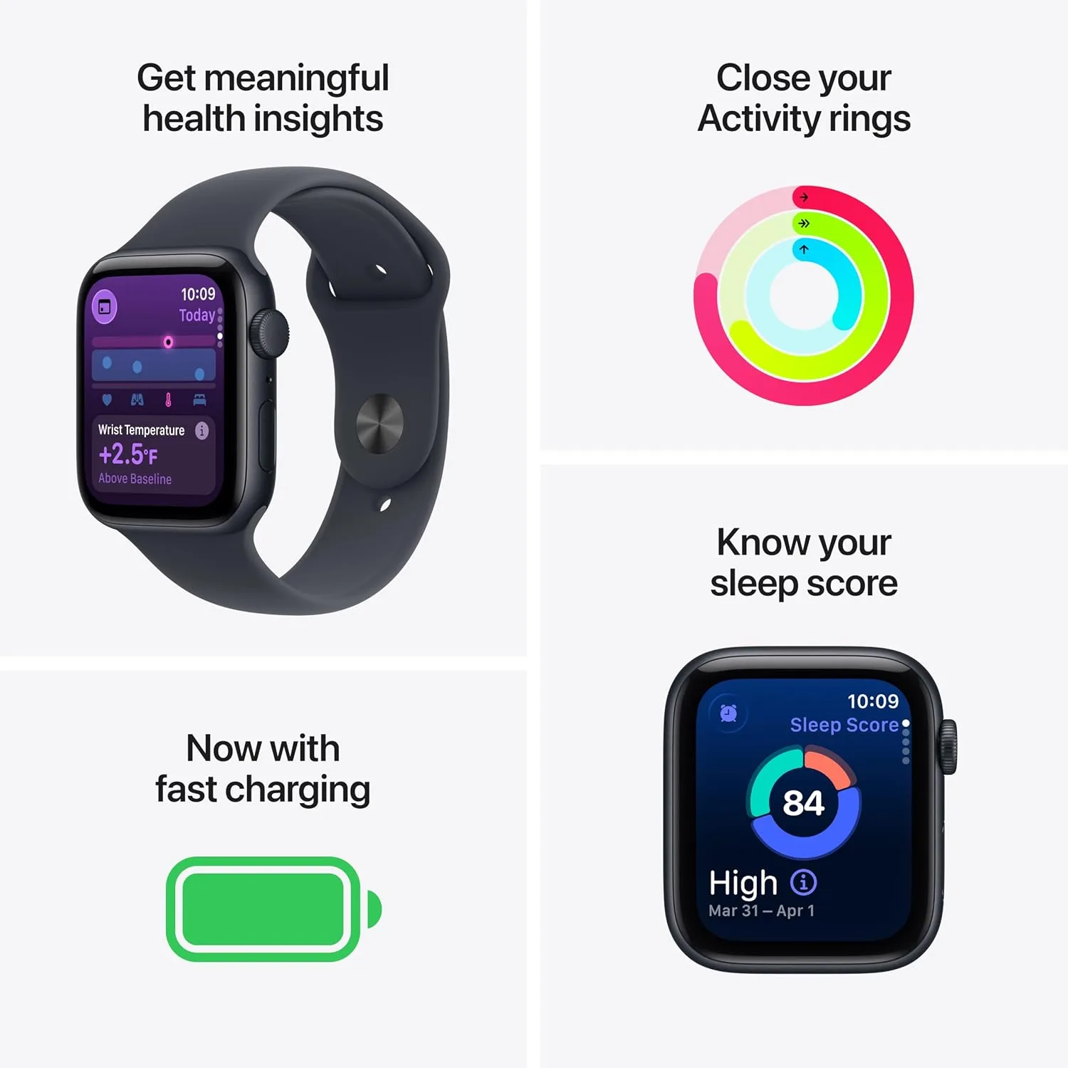 Apple Watch SE 3 [GPS 40mm] Smartwatch with Midnight Aluminum Case with Midnight Sport Band - S/M. Fitness and Sleep Trackers, Heart Rate Monitor, Always-On Display, Water Resistant