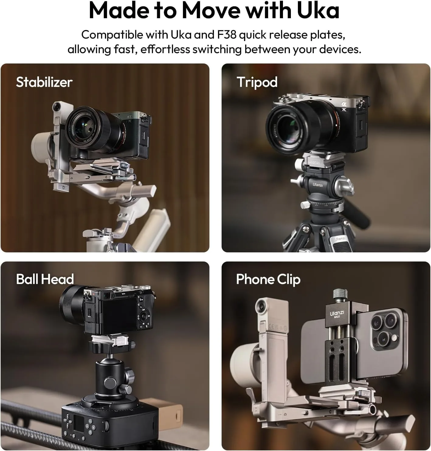 ULANZI UKA Stabilizer Quick Release Kit with QR Plate,Compatible with RS 2